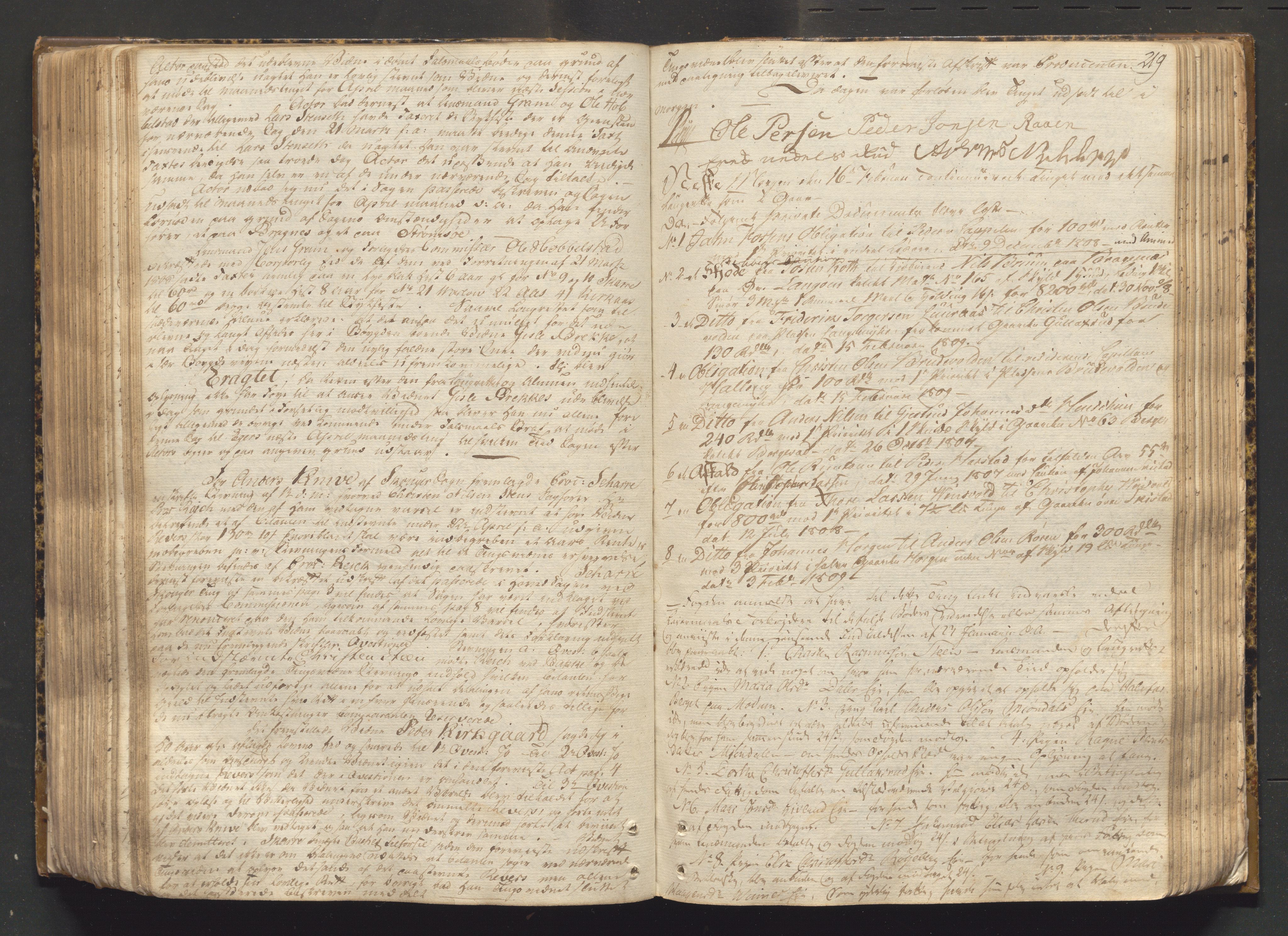 Eiker, Modum og Sigdal sorenskriveri, AV/SAKO-A-123/F/Fa/Fab/L0014: Tingbok, 1804-1810, s. 218b-219a