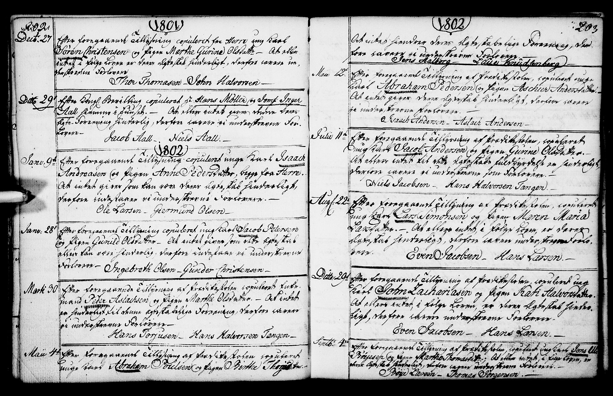 Porsgrunn kirkebøker , AV/SAKO-A-104/F/Fa/L0003: Ministerialbok nr. 3, 1764-1814, s. 202-203