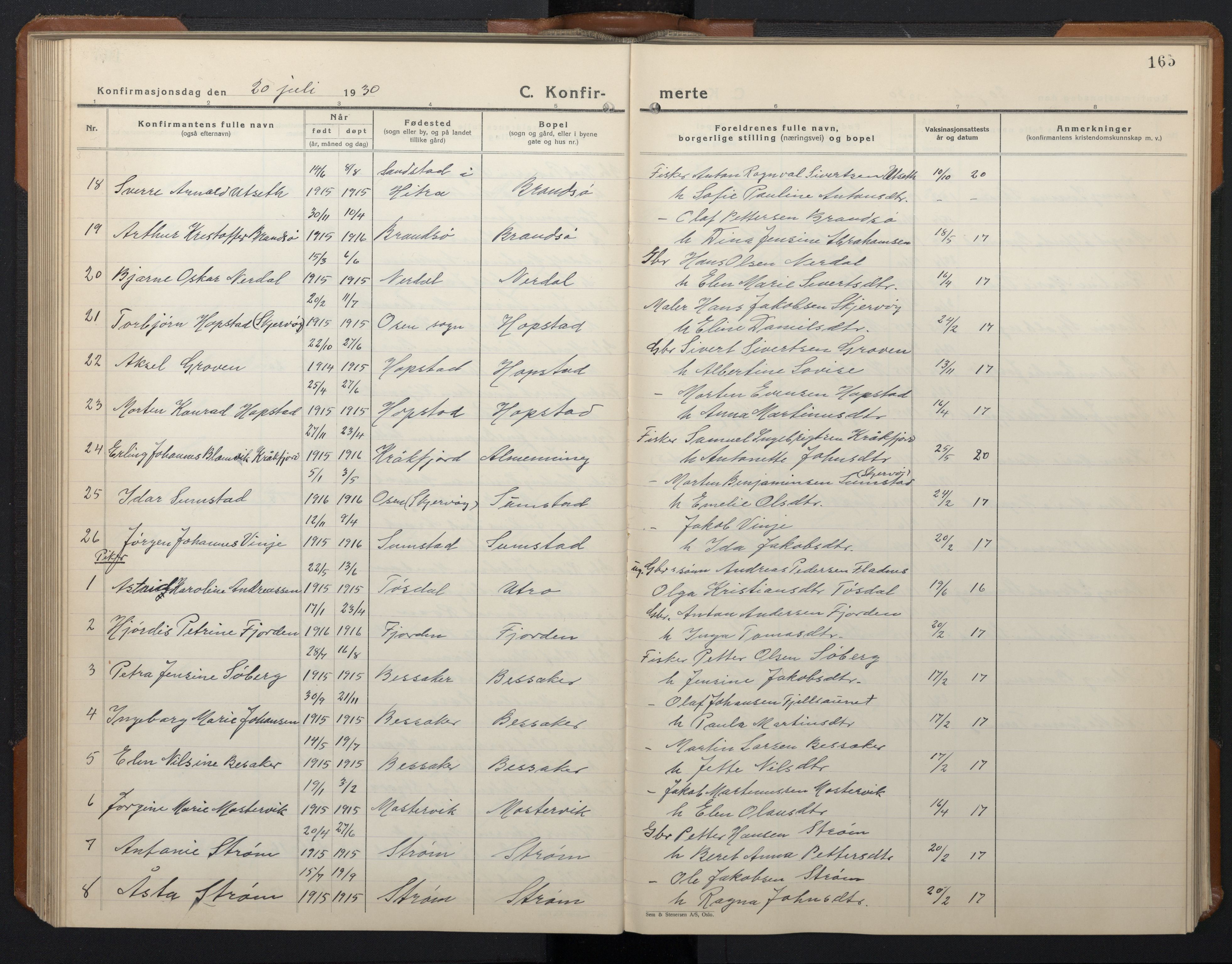 Ministerialprotokoller, klokkerbøker og fødselsregistre - Sør-Trøndelag, AV/SAT-A-1456/657/L0718: Klokkerbok nr. 657C05, 1923-1948, s. 165