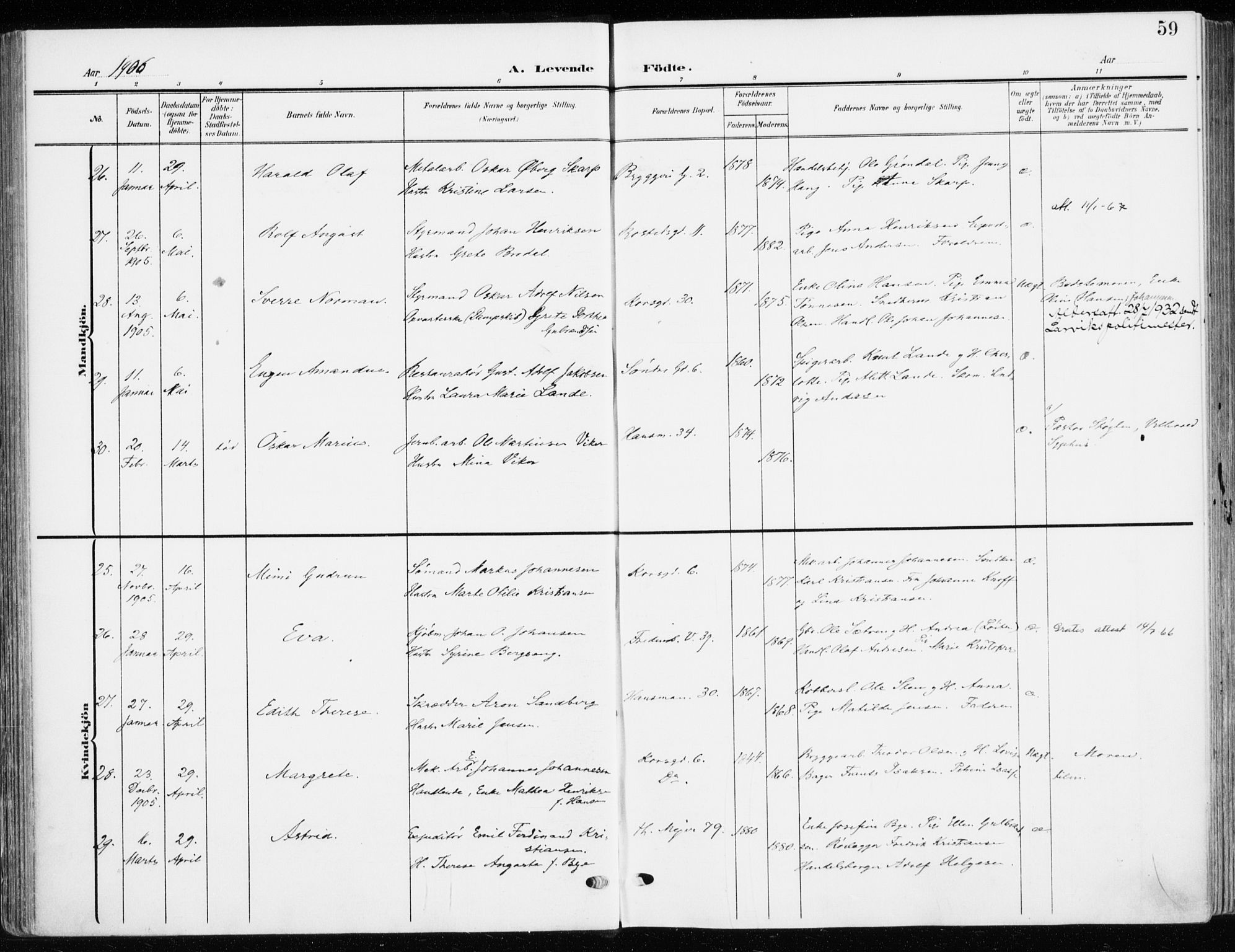 Jakob prestekontor Kirkebøker, AV/SAO-A-10850/F/Fa/L0005b: Ministerialbok nr. 5b, 1904-1922, s. 59