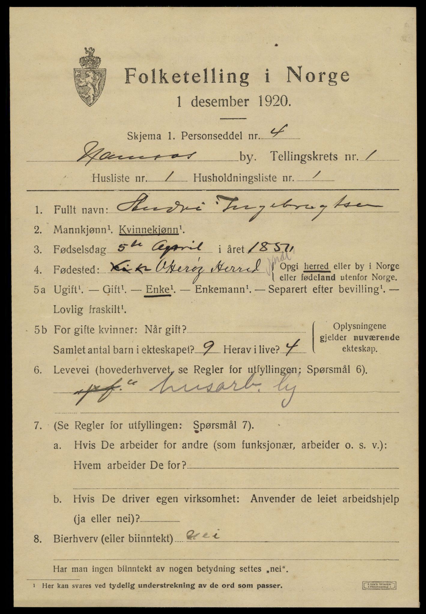 SAT, Folketelling 1920 for 1703 Namsos ladested, 1920, s. 2021