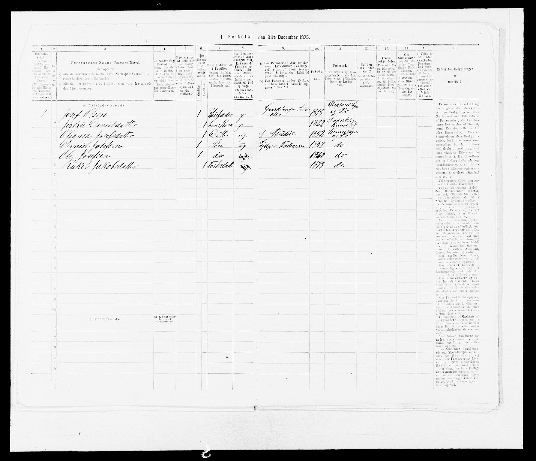 SAB, Folketelling 1875 for 1437L Kinn prestegjeld, Kinn sokn og Svanøy sokn, 1875, s. 519