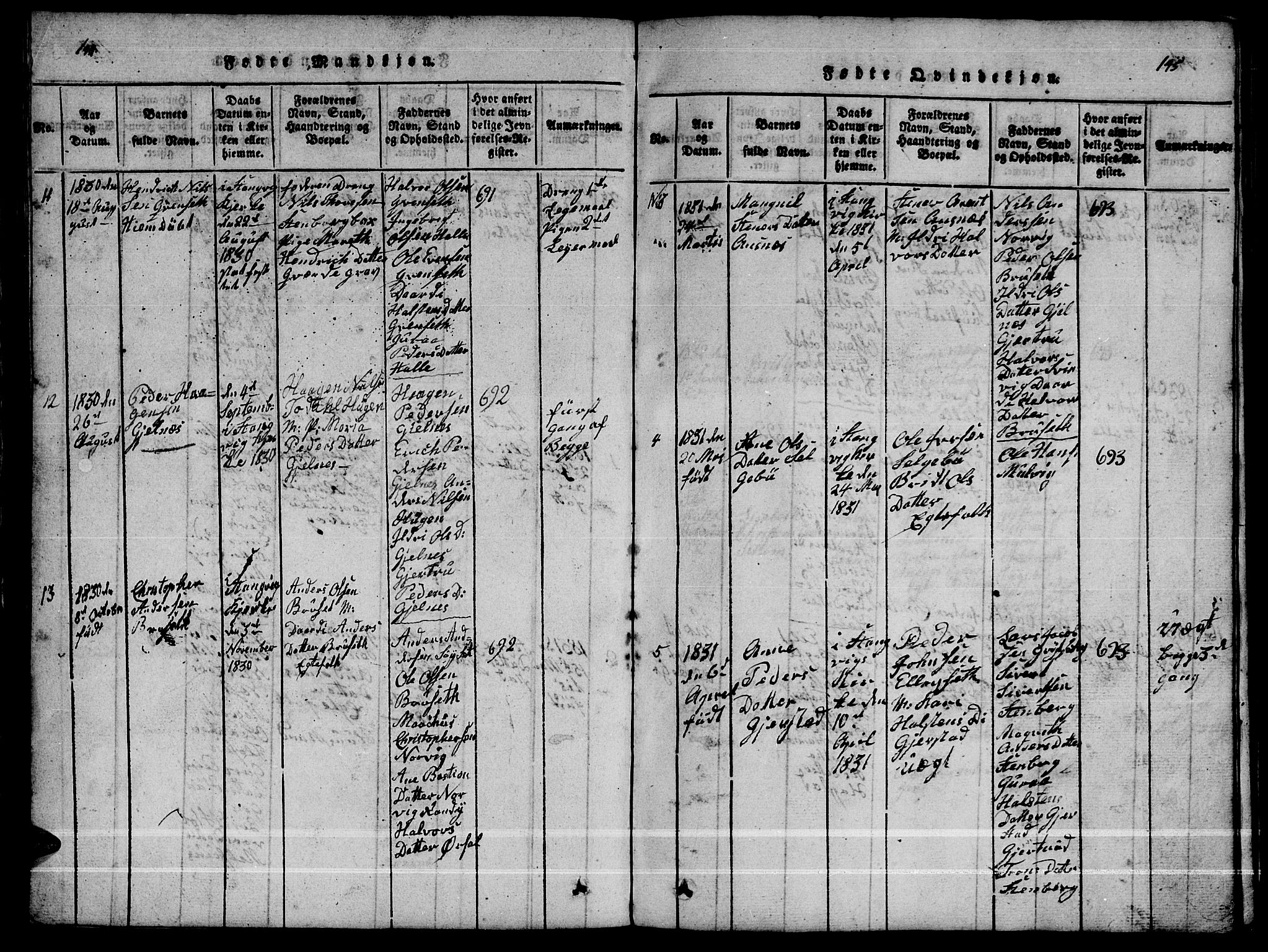 Ministerialprotokoller, klokkerbøker og fødselsregistre - Møre og Romsdal, AV/SAT-A-1454/592/L1031: Klokkerbok nr. 592C01, 1820-1833, s. 144-145