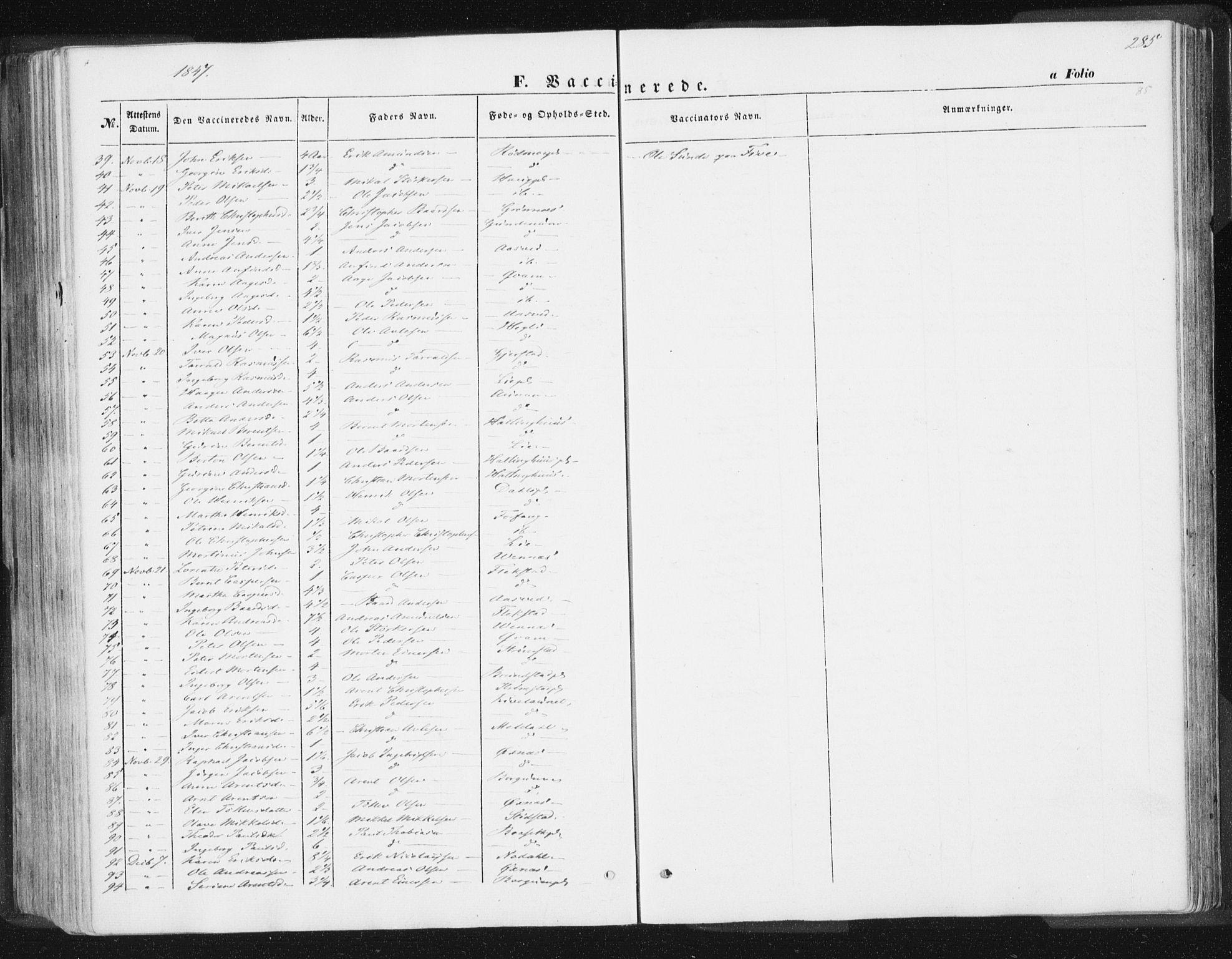 Ministerialprotokoller, klokkerbøker og fødselsregistre - Nord-Trøndelag, SAT/A-1458/746/L0446: Ministerialbok nr. 746A05, 1846-1859, s. 285