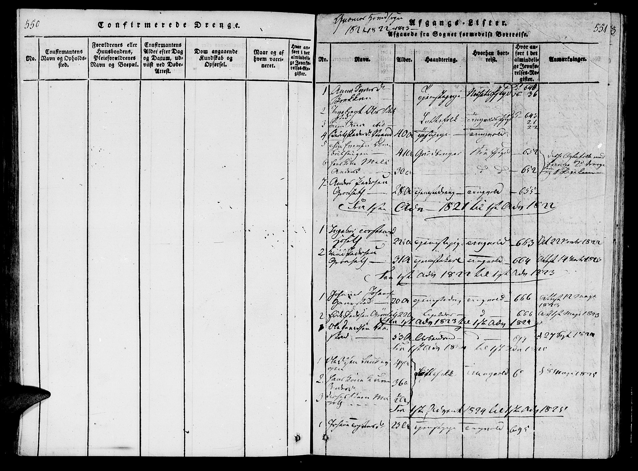 Ministerialprotokoller, klokkerbøker og fødselsregistre - Møre og Romsdal, AV/SAT-A-1454/568/L0800: Ministerialbok nr. 568A09 /1, 1819-1830, s. 550-551