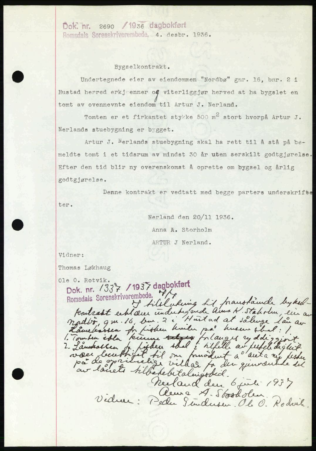 Romsdal sorenskriveri, SAT/A-4149/1/2/2C: Pantebok nr. B1, 1936-1939, Dagboknr: 2690/1936