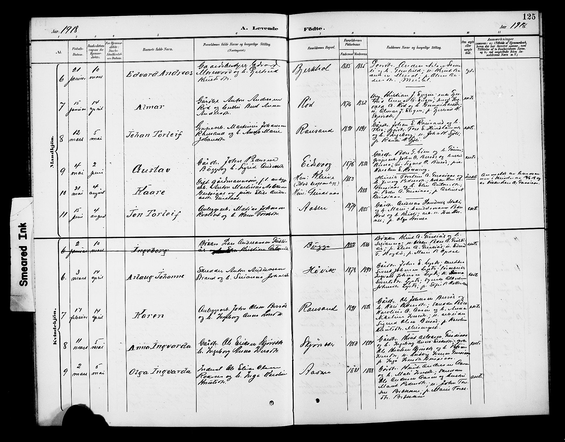 Ministerialprotokoller, klokkerbøker og fødselsregistre - Møre og Romsdal, AV/SAT-A-1454/551/L0632: Klokkerbok nr. 551C04, 1894-1920, s. 125