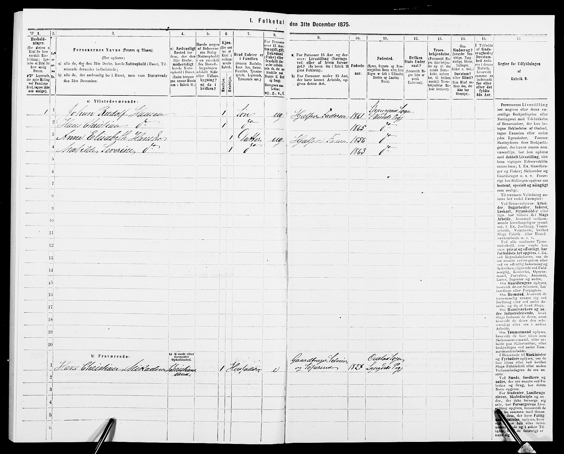 SAK, Folketelling 1875 for 1029P Sør-Audnedal prestegjeld, 1875, s. 1735