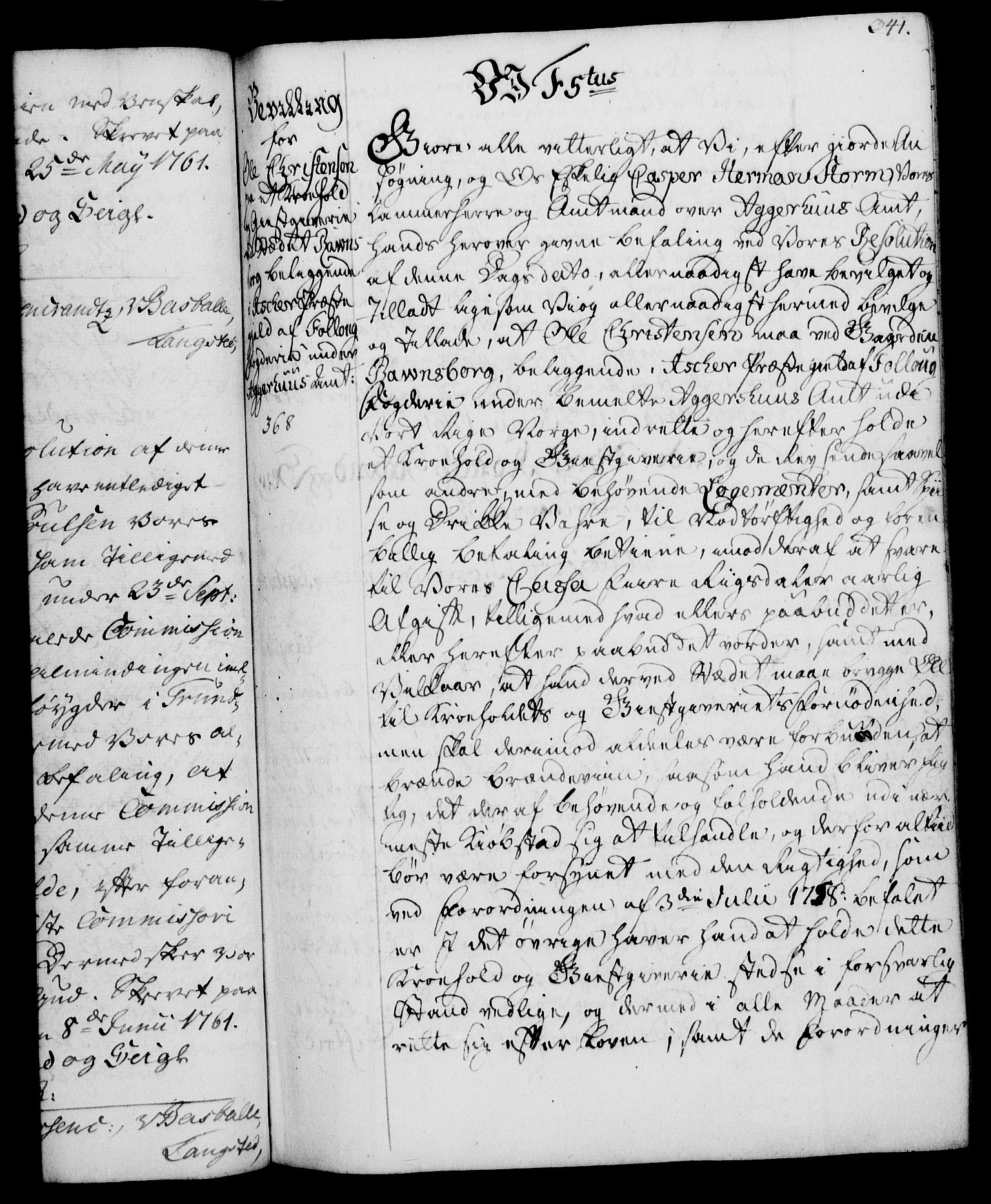 Rentekammeret, Kammerkanselliet, RA/EA-3111/G/Gg/Gga/L0007: Norsk ekspedisjonsprotokoll med register (merket RK 53.7), 1759-1768, s. 341