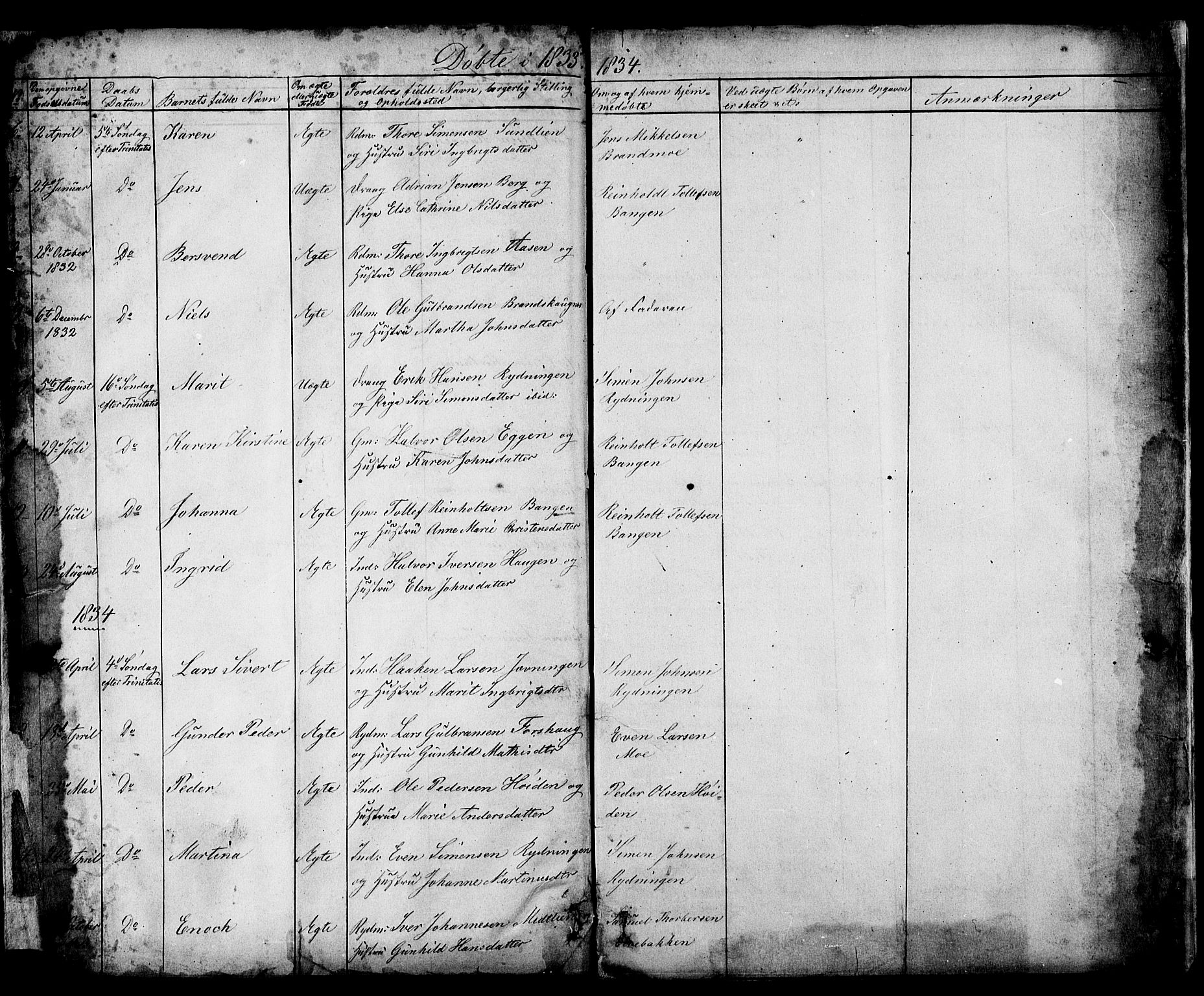 Målselv sokneprestembete, AV/SATØ-S-1311/G/Ga/Gaa/L0002kirke: Ministerialbok nr. 2, 1832-1850, s. 4-5