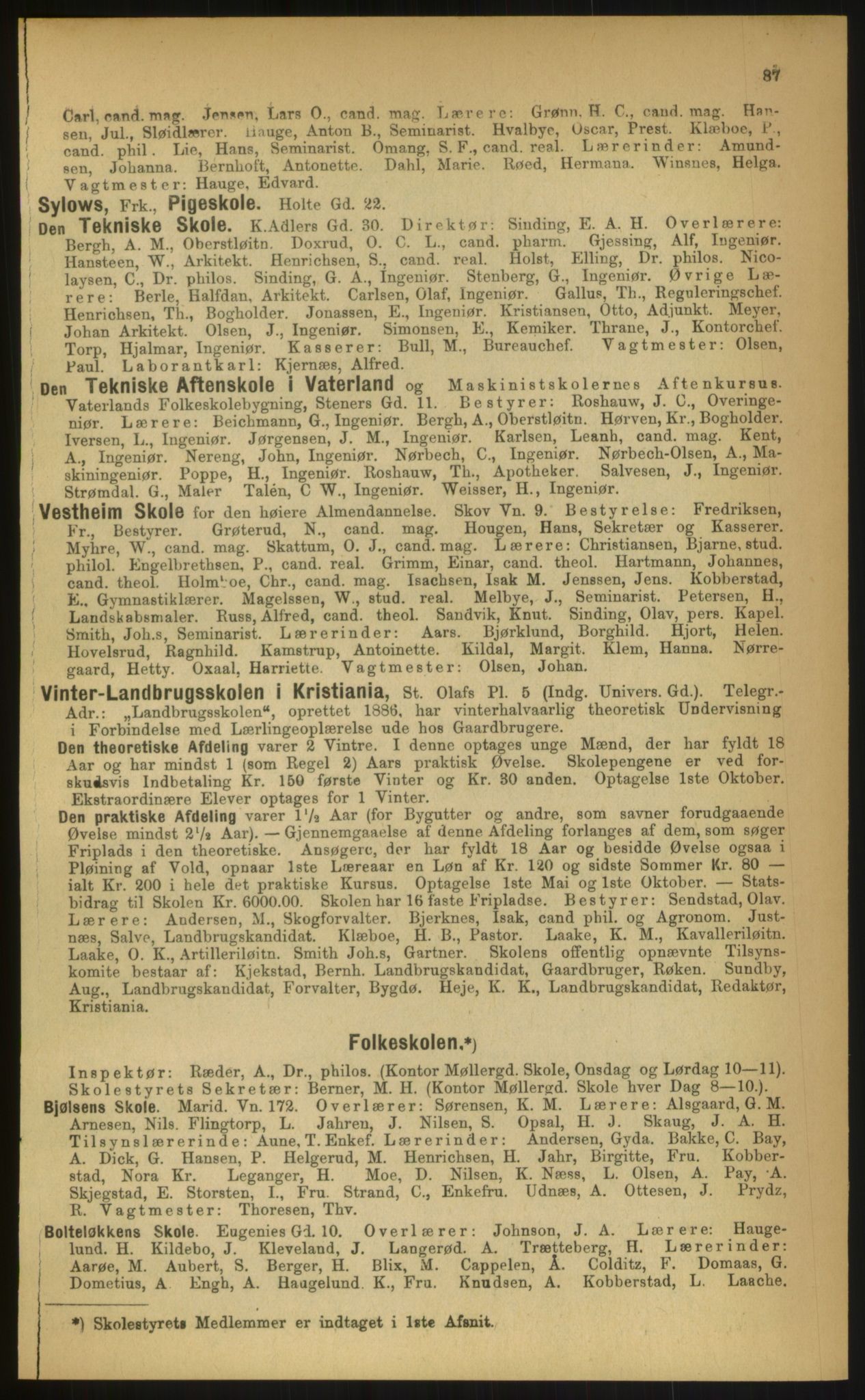 Kristiania/Oslo adressebok, PUBL/-, 1899, s. 87