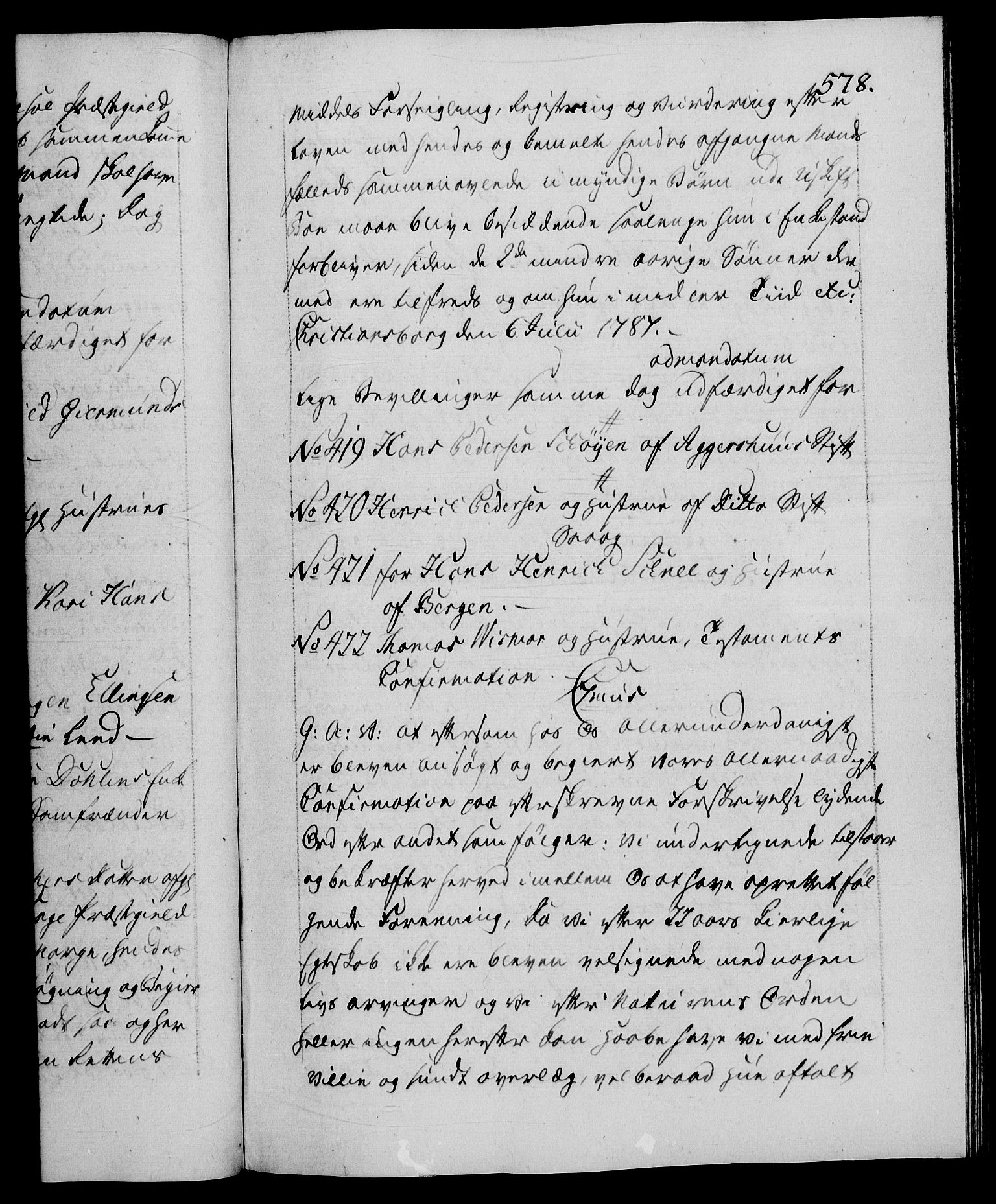 Danske Kanselli 1572-1799, RA/EA-3023/F/Fc/Fca/Fcaa/L0051: Norske registre, 1786-1787, s. 578a