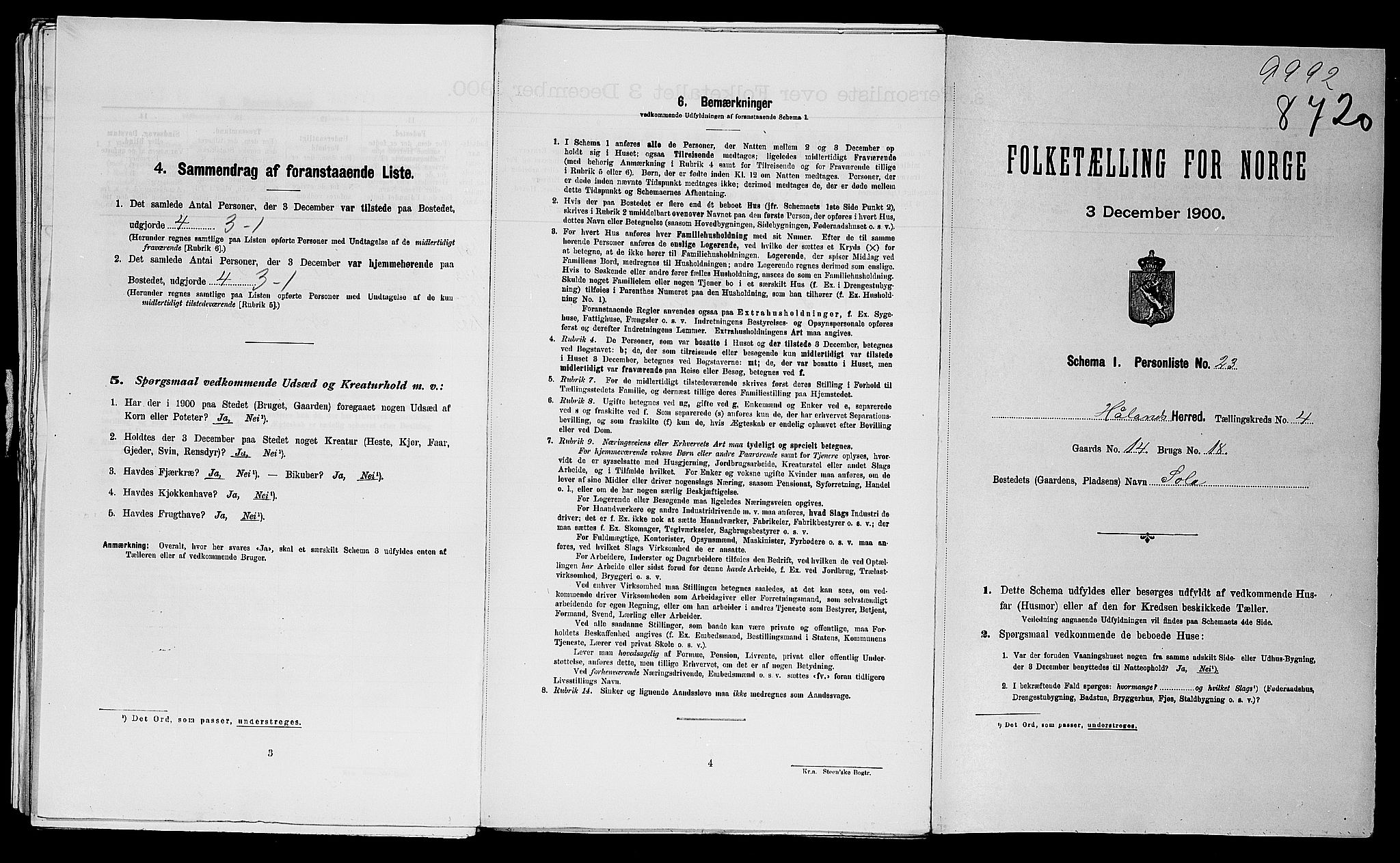 SAST, Folketelling 1900 for 1124 Haaland herred, 1900, s. 66