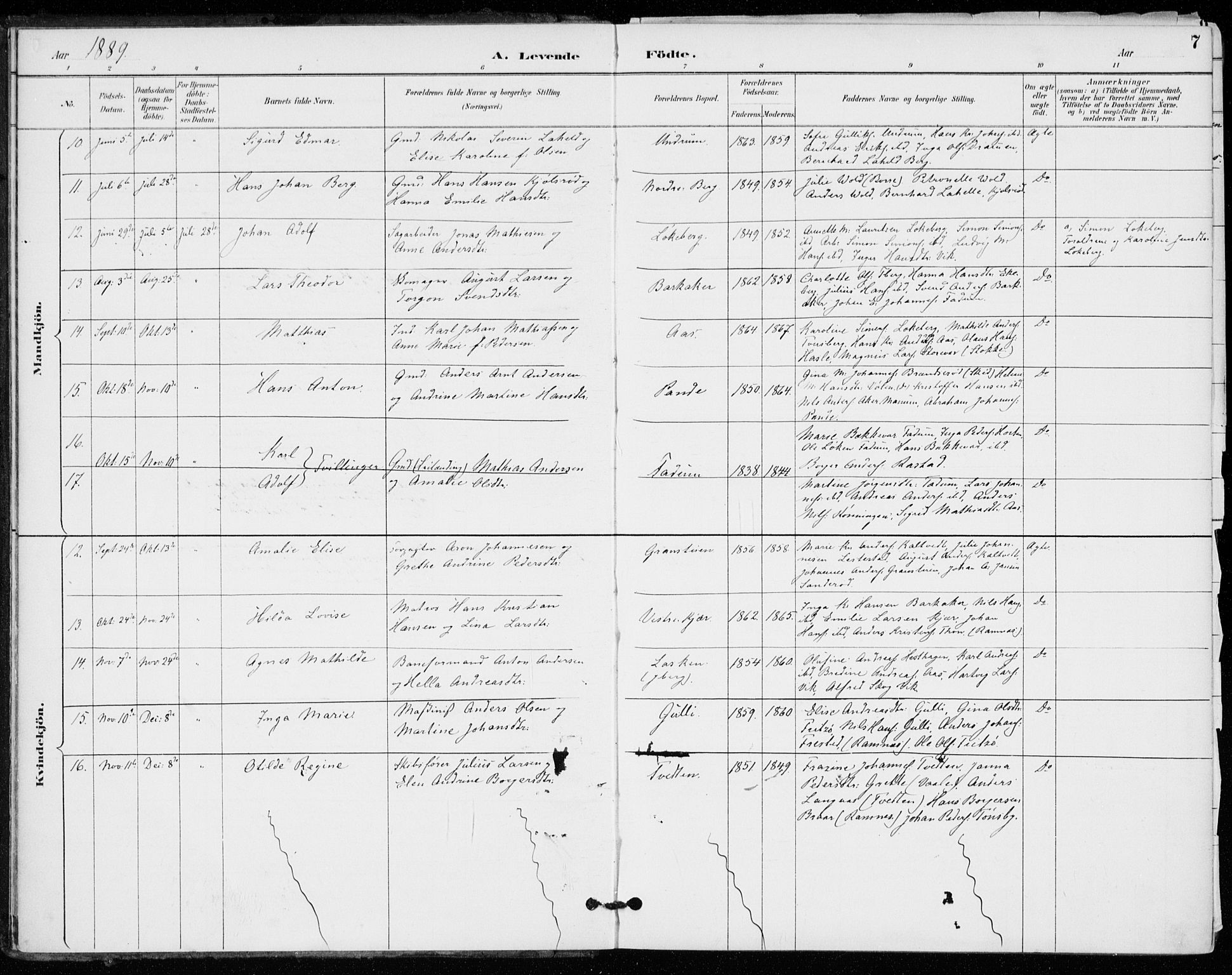 Sem kirkebøker, AV/SAKO-A-5/F/Fa/L0011: Ministerialbok nr. I 11, 1888-1904, s. 7