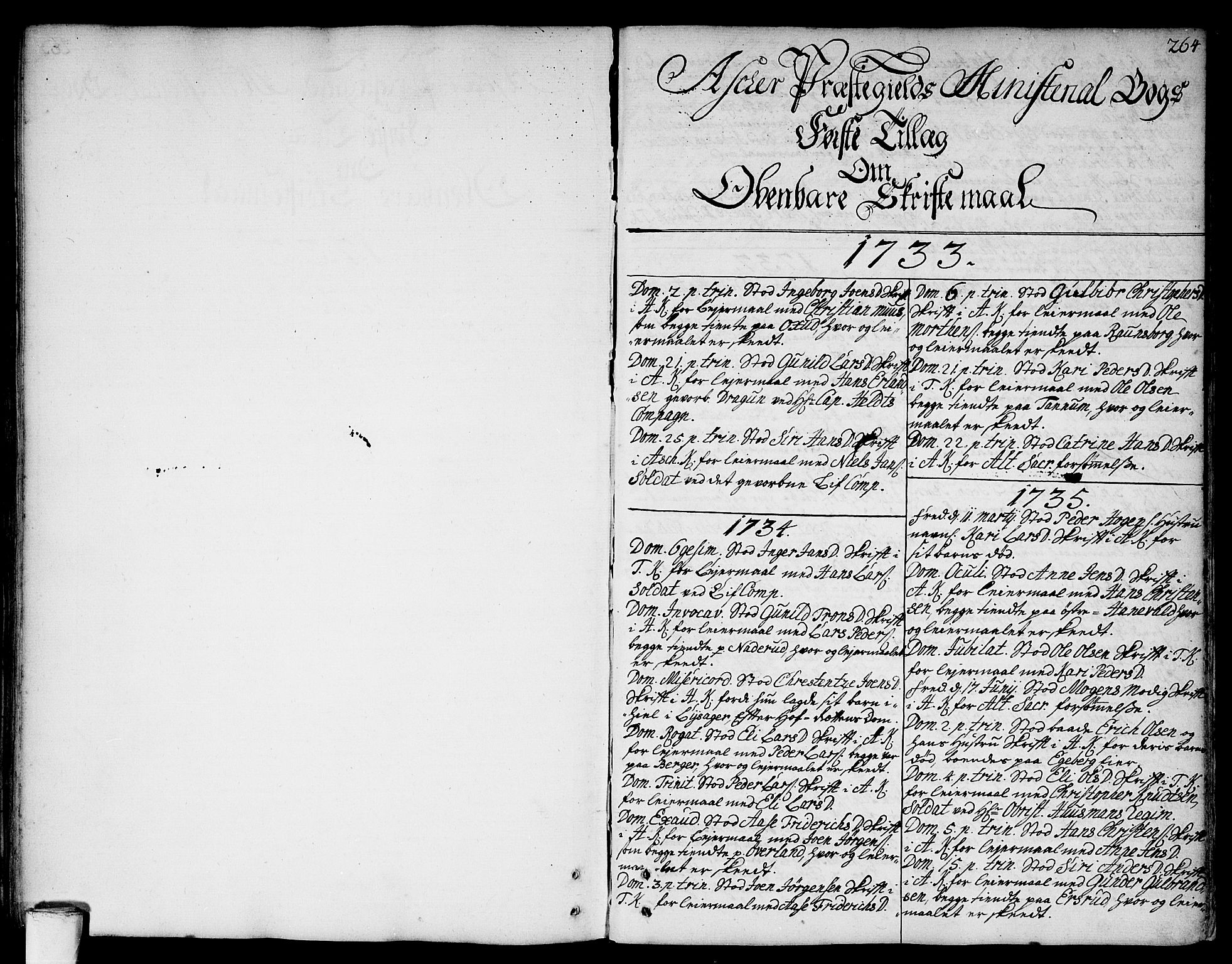 Asker prestekontor Kirkebøker, SAO/A-10256a/F/Fa/L0002: Ministerialbok nr. I 2, 1733-1766, s. 264