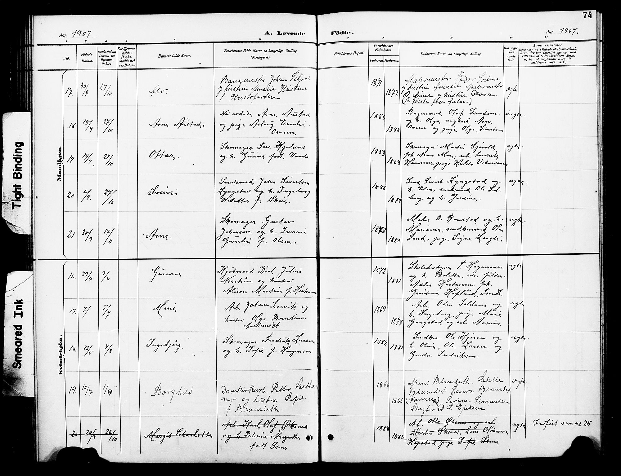 Ministerialprotokoller, klokkerbøker og fødselsregistre - Nord-Trøndelag, AV/SAT-A-1458/739/L0375: Klokkerbok nr. 739C03, 1898-1908, s. 74