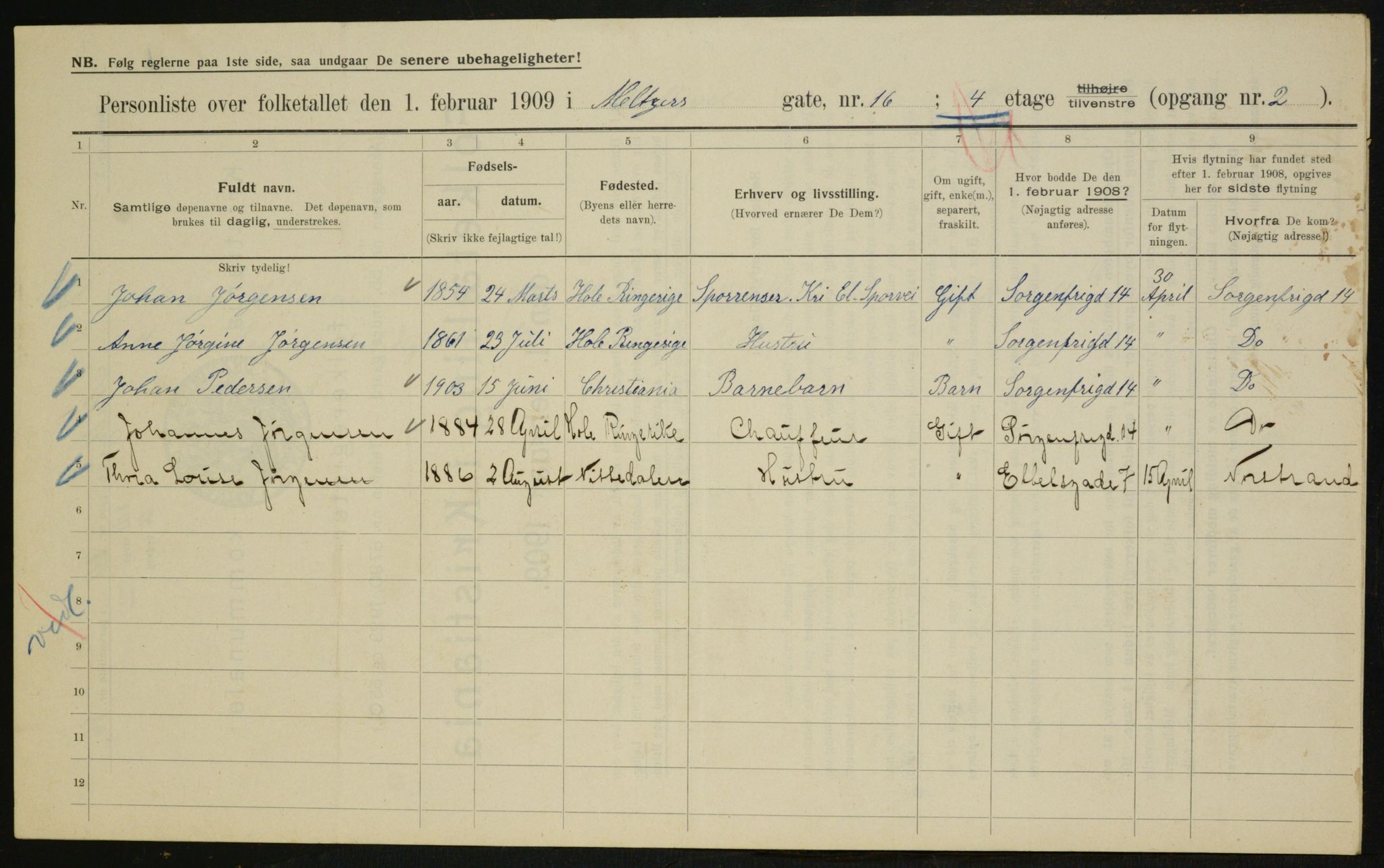 OBA, Kommunal folketelling 1.2.1909 for Kristiania kjøpstad, 1909, s. 59213