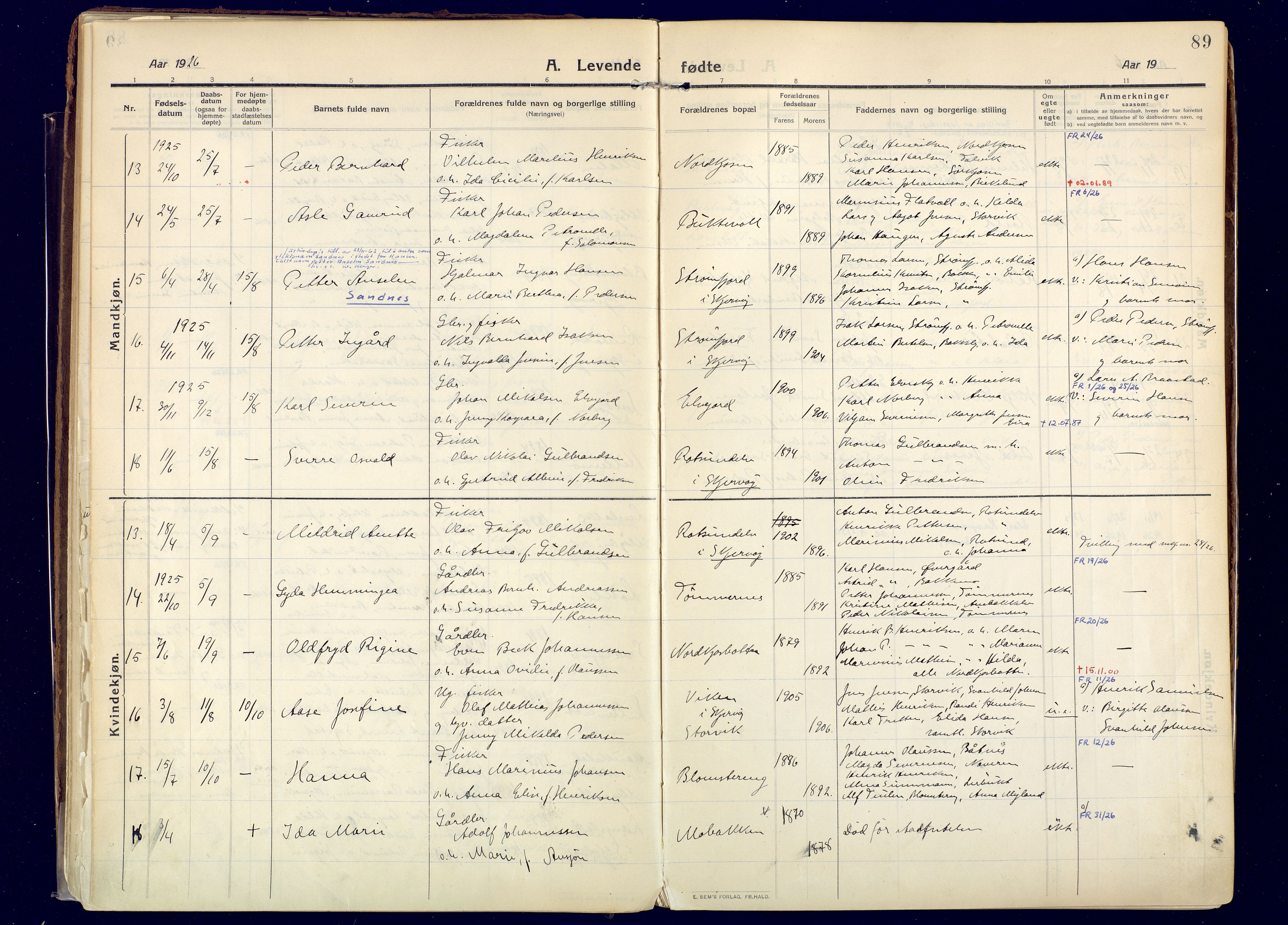 Skjervøy sokneprestkontor, AV/SATØ-S-1300/H/Ha/Haa: Ministerialbok nr. 20, 1911-1931, s. 89