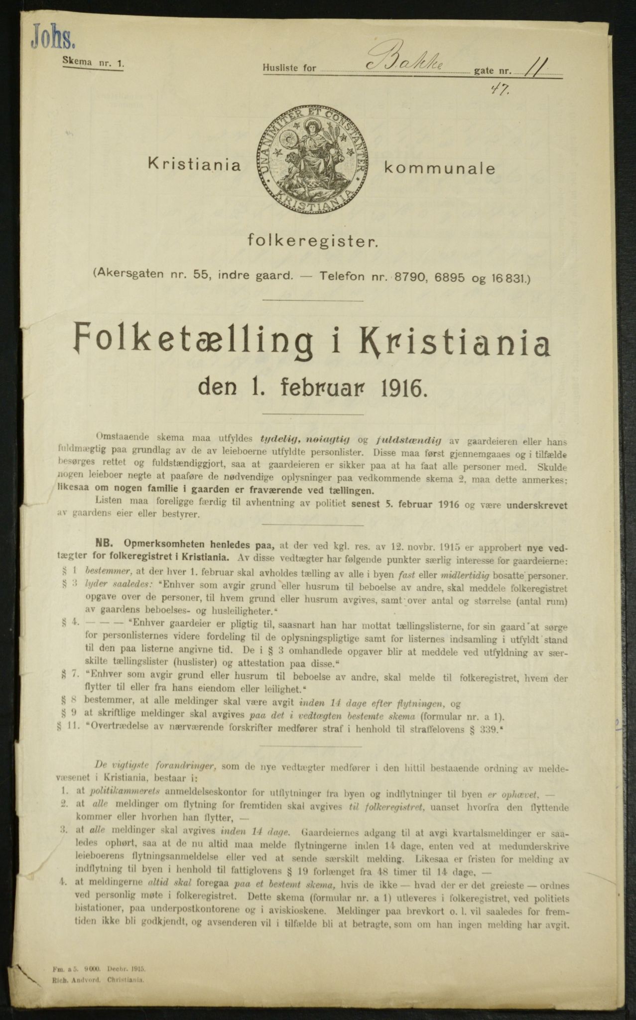 OBA, Kommunal folketelling 1.2.1916 for Kristiania, 1916, s. 2836
