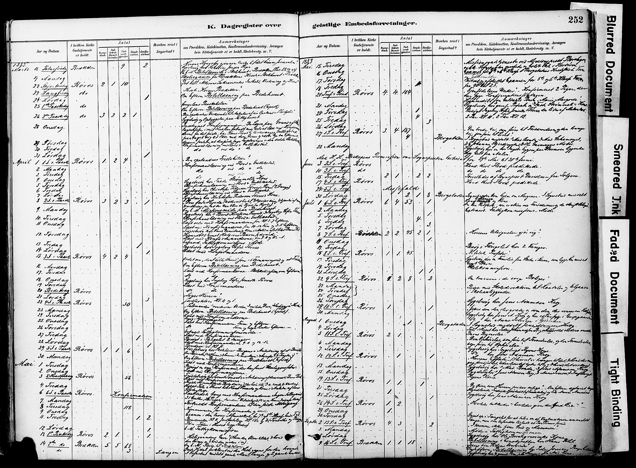 Ministerialprotokoller, klokkerbøker og fødselsregistre - Sør-Trøndelag, AV/SAT-A-1456/681/L0933: Ministerialbok nr. 681A11, 1879-1890, s. 252