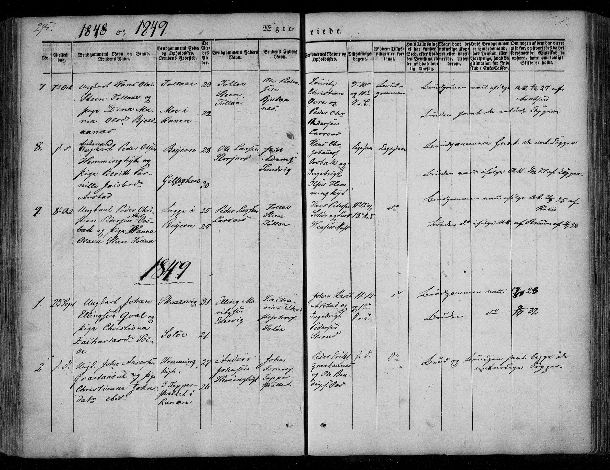 Ministerialprotokoller, klokkerbøker og fødselsregistre - Nordland, SAT/A-1459/846/L0644: Ministerialbok nr. 846A02, 1837-1872, s. 295
