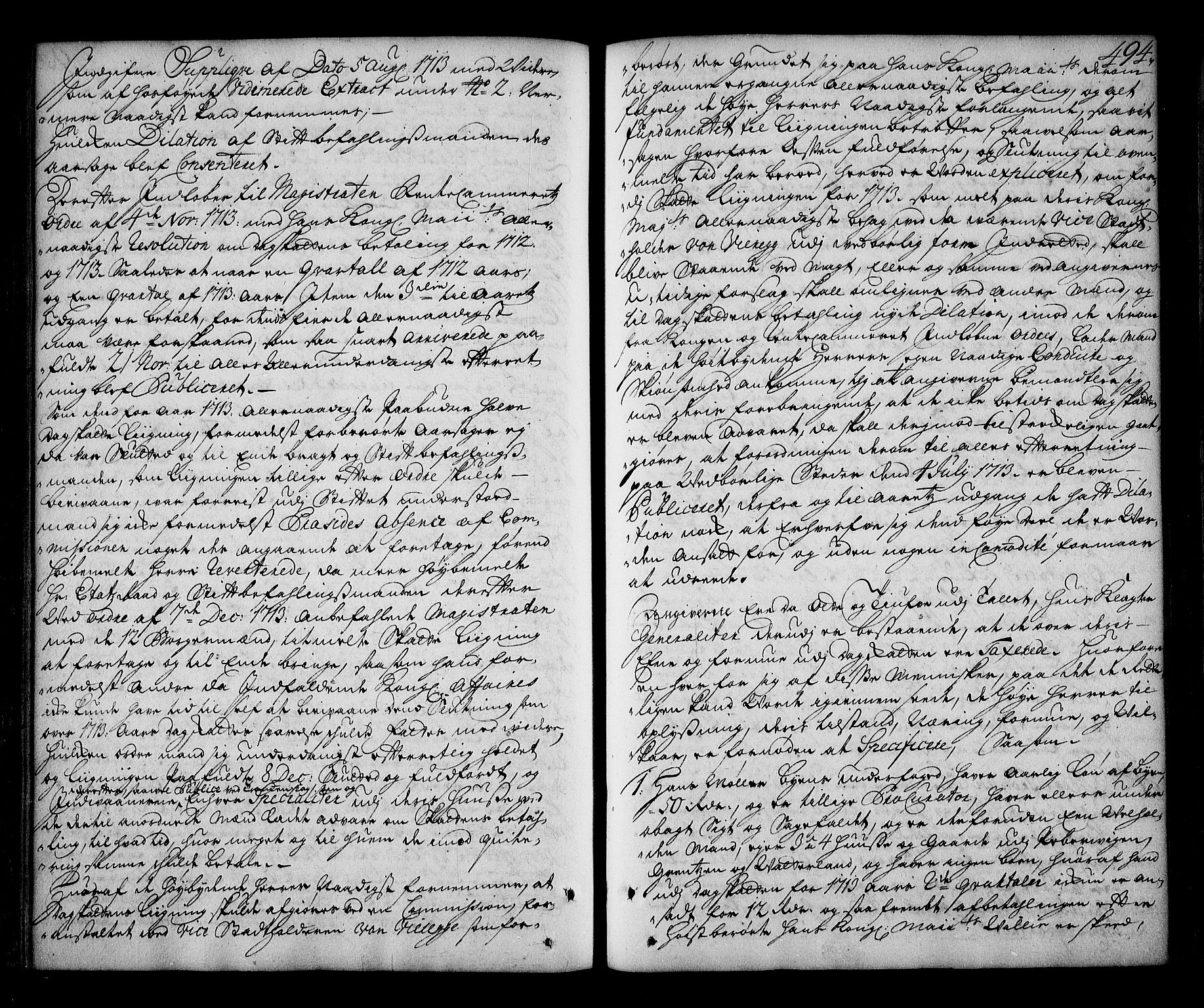 Stattholderembetet 1572-1771, AV/RA-EA-2870/Ag/L0002: Supplikasjons- og resolusjonsprotokoll, 1710-1714, s. 493b-494a