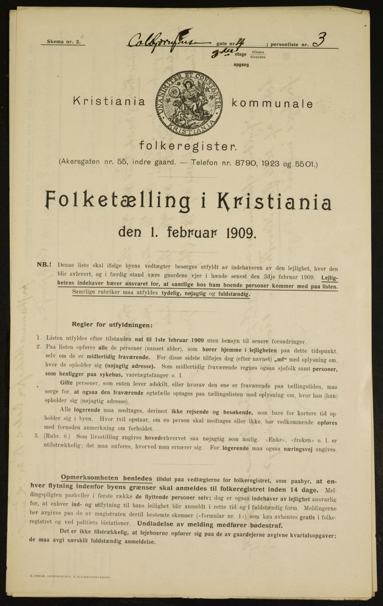 OBA, Kommunal folketelling 1.2.1909 for Kristiania kjøpstad, 1909, s. 11676