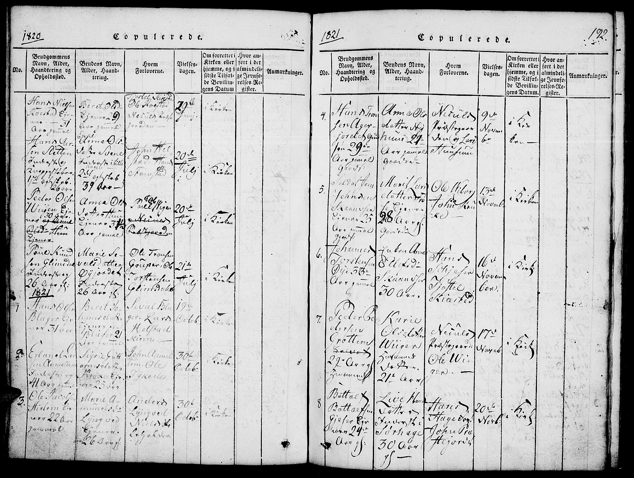Lom prestekontor, AV/SAH-PREST-070/L/L0001: Klokkerbok nr. 1, 1815-1836, s. 192