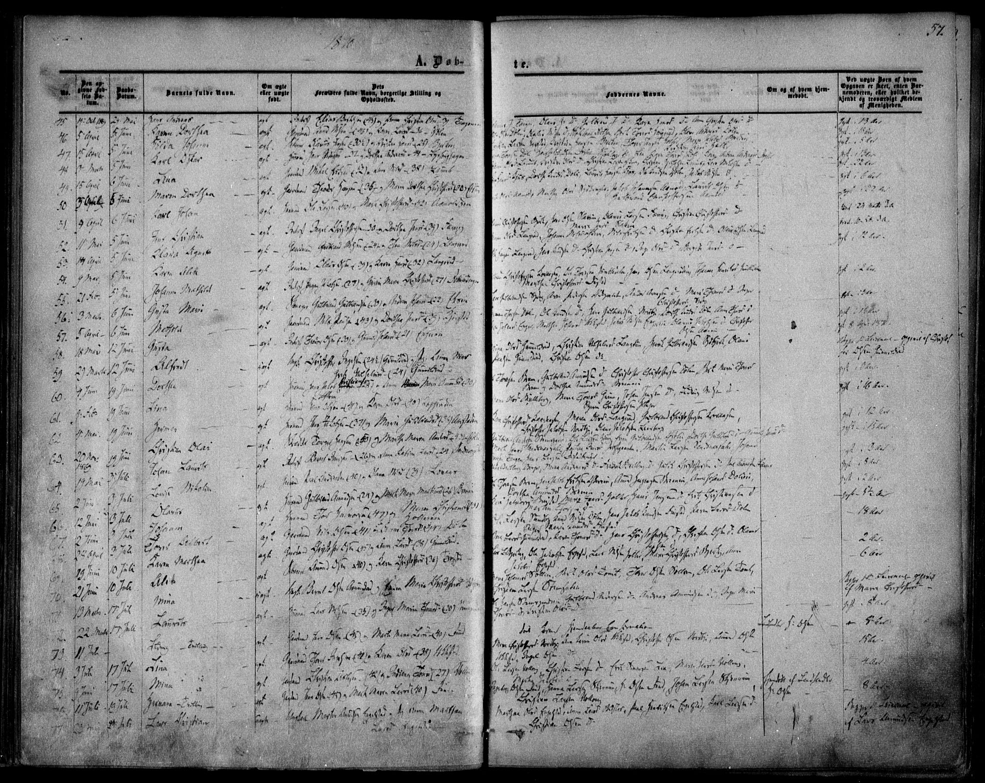 Nannestad prestekontor Kirkebøker, AV/SAO-A-10414a/F/Fa/L0012: Ministerialbok nr. I 12, 1860-1872, s. 57