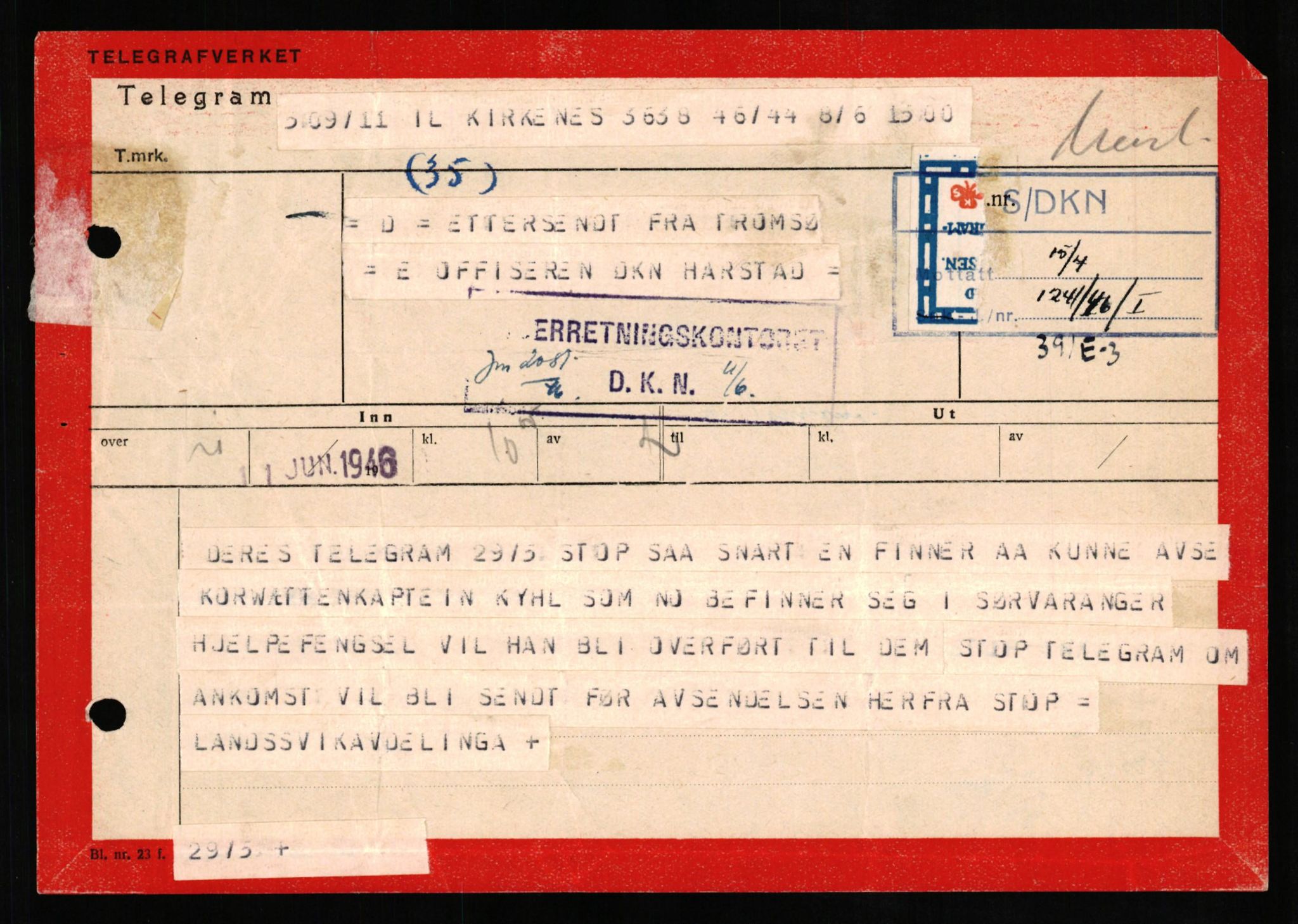 Forsvaret, Forsvarets overkommando II, AV/RA-RAFA-3915/D/Db/L0019: CI Questionaires. Tyske okkupasjonsstyrker i Norge. Tyskere., 1945-1946, s. 35