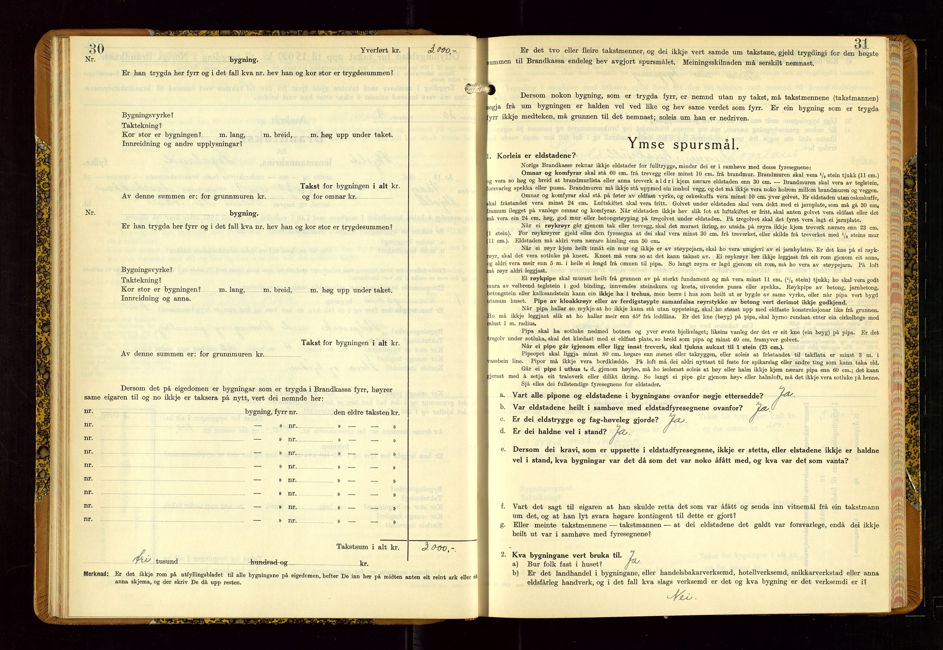 Skjold lensmannskontor, SAST/A-100182/Gob/L0002: "Branntakstbok for Skjold lensmannskrins Rogaland fylke", 1939-1952, s. 30-31