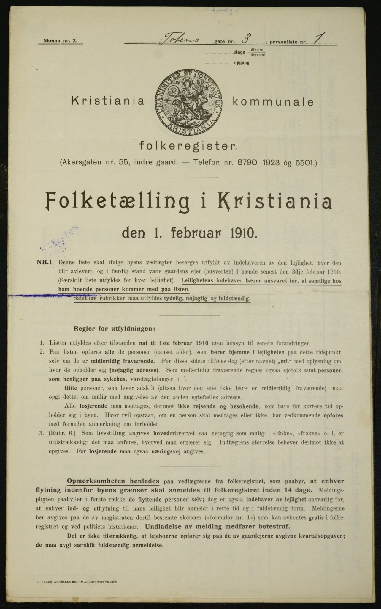 OBA, Kommunal folketelling 1.2.1910 for Kristiania, 1910, s. 109541