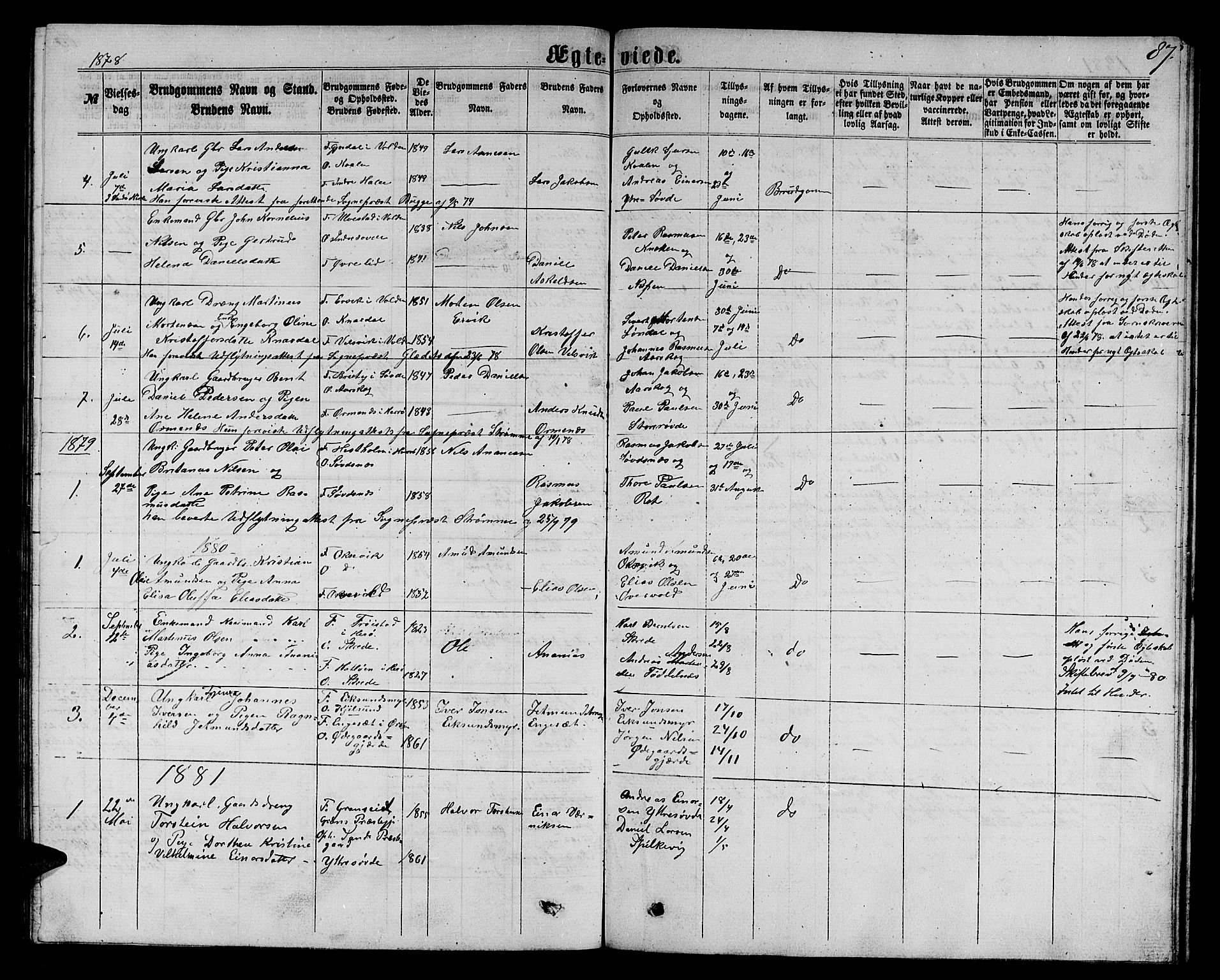 Ministerialprotokoller, klokkerbøker og fødselsregistre - Møre og Romsdal, SAT/A-1454/504/L0059: Klokkerbok nr. 504C01, 1863-1883, s. 87