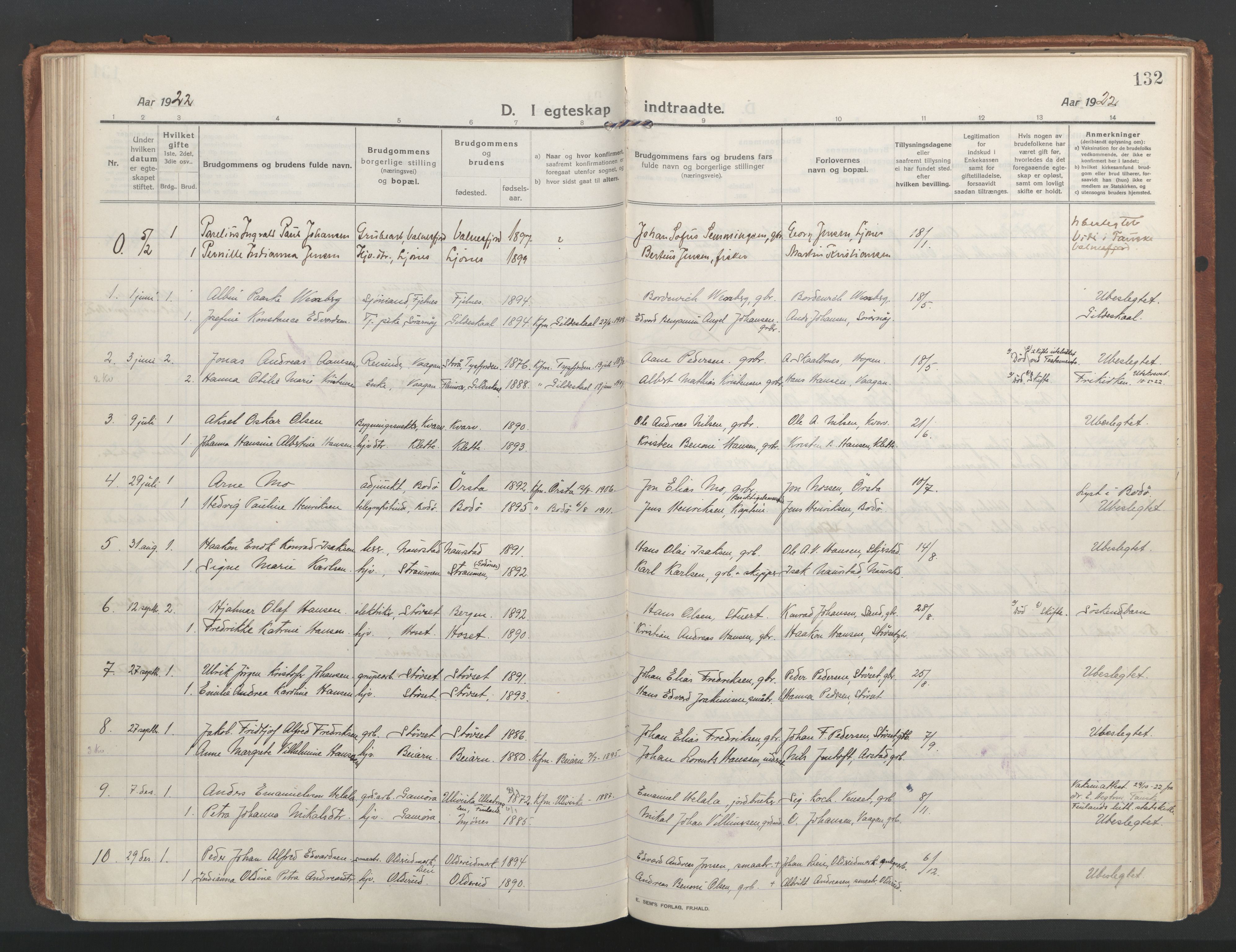 Ministerialprotokoller, klokkerbøker og fødselsregistre - Nordland, SAT/A-1459/852/L0748: Ministerialbok nr. 852A18, 1913-1932, s. 132