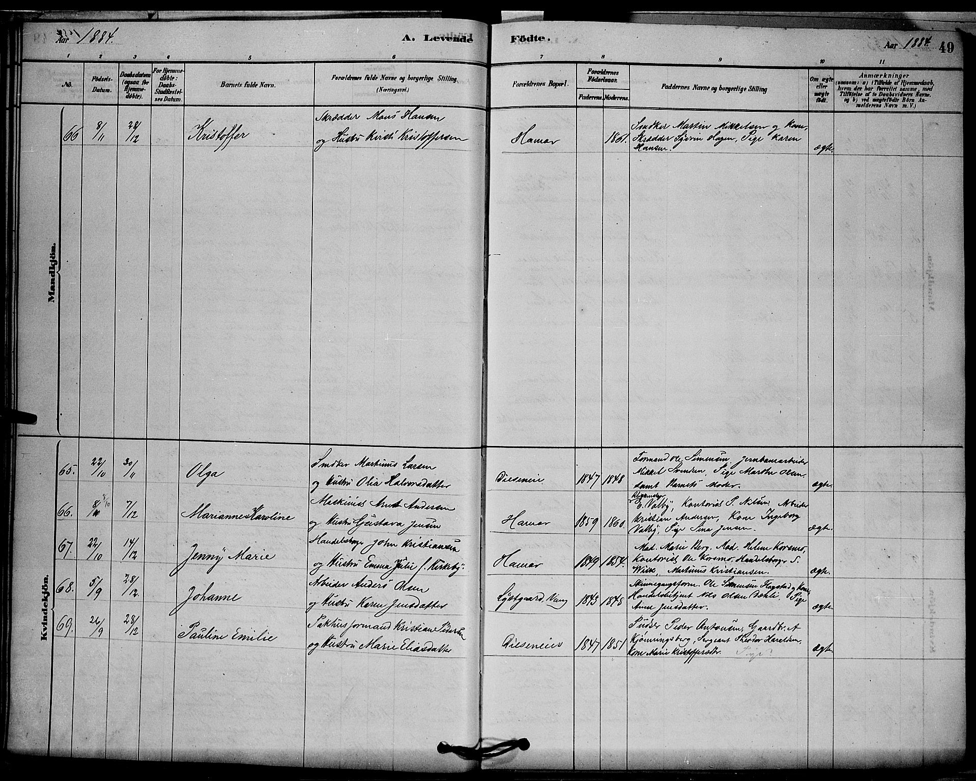 Vang prestekontor, Hedmark, SAH/PREST-008/H/Ha/Hab/L0012: Klokkerbok nr. 12, 1878-1889, s. 49