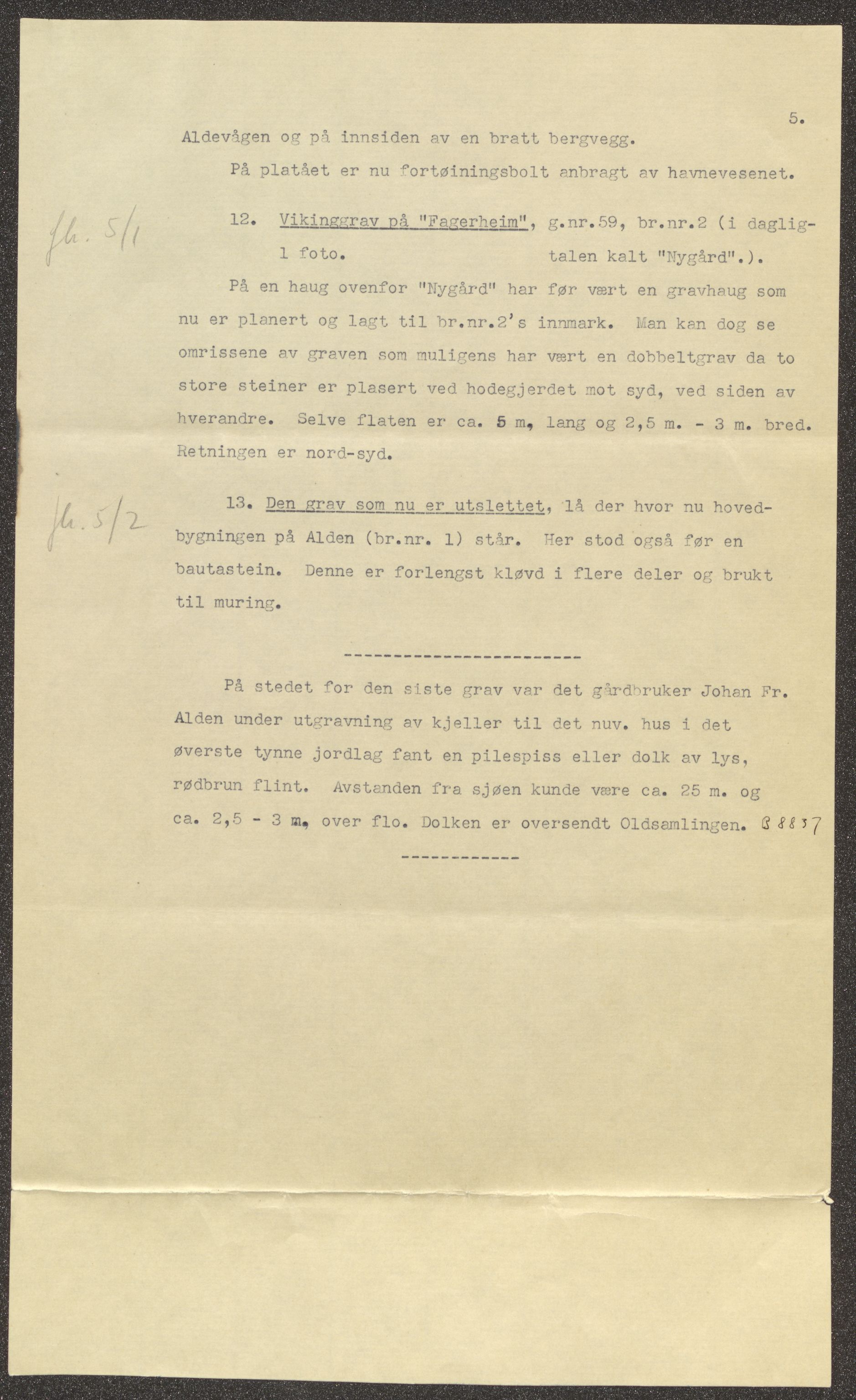 Arkeologiske samlinger, UMB/A003/E/Ea/L0001/0001: Askvoll  / Alden, gnr. 59, 1936-1970
