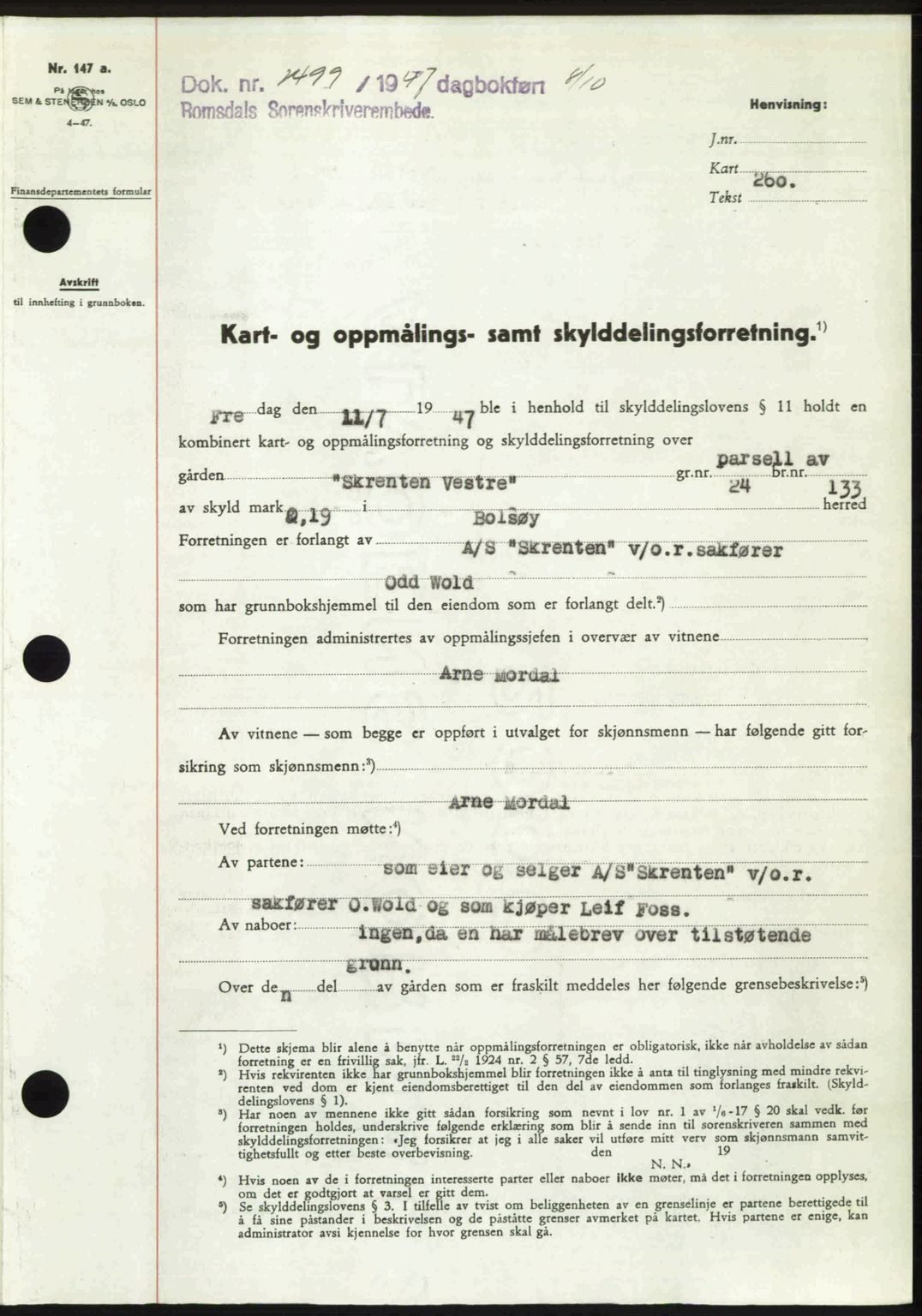 Romsdal sorenskriveri, AV/SAT-A-4149/1/2/2C: Pantebok nr. A24, 1947-1947, Dagboknr: 2499/1947