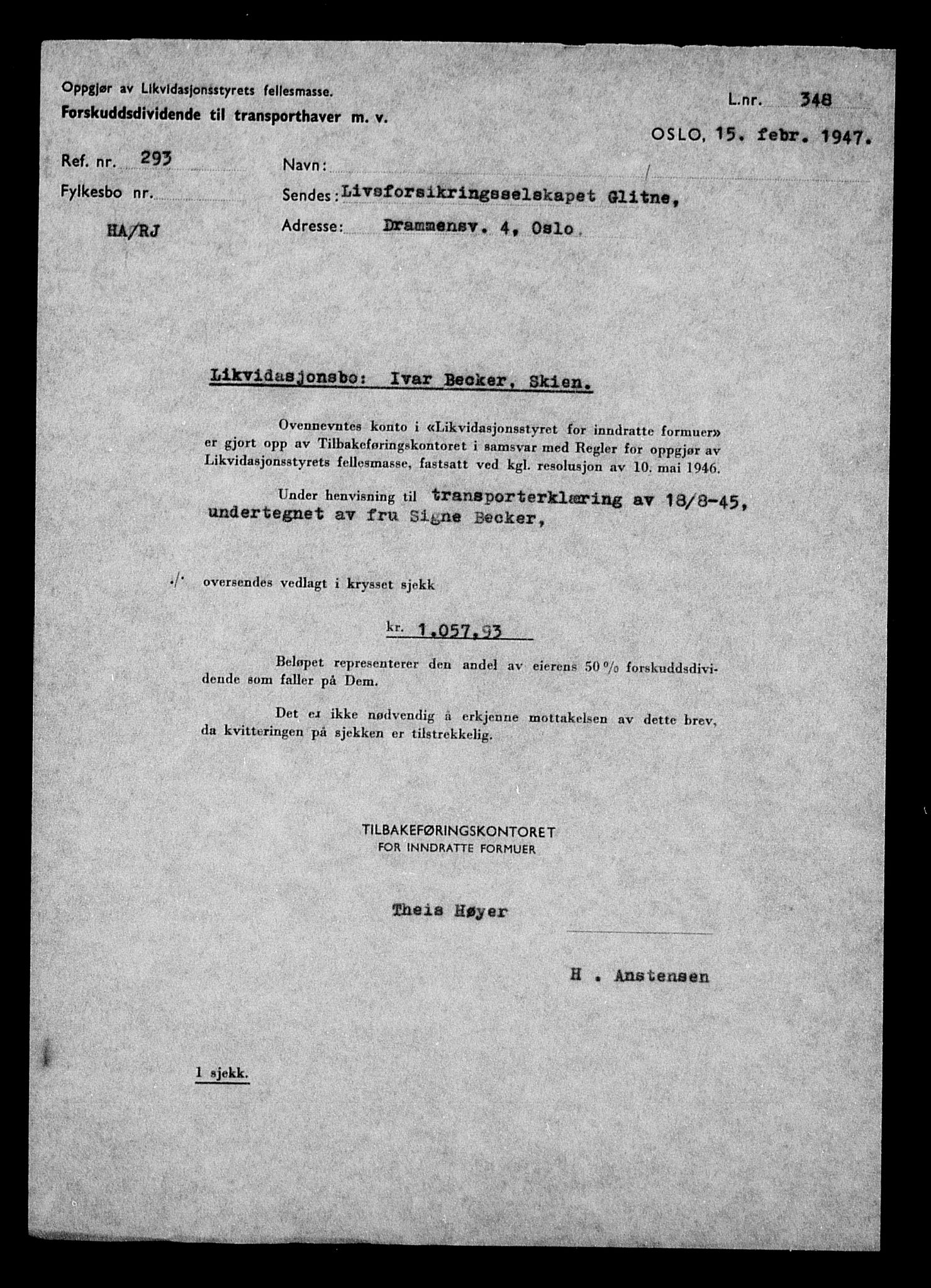 Justisdepartementet, Tilbakeføringskontoret for inndratte formuer, RA/S-1564/H/Hc/Hcd/L0990: --, 1945-1947, s. 233