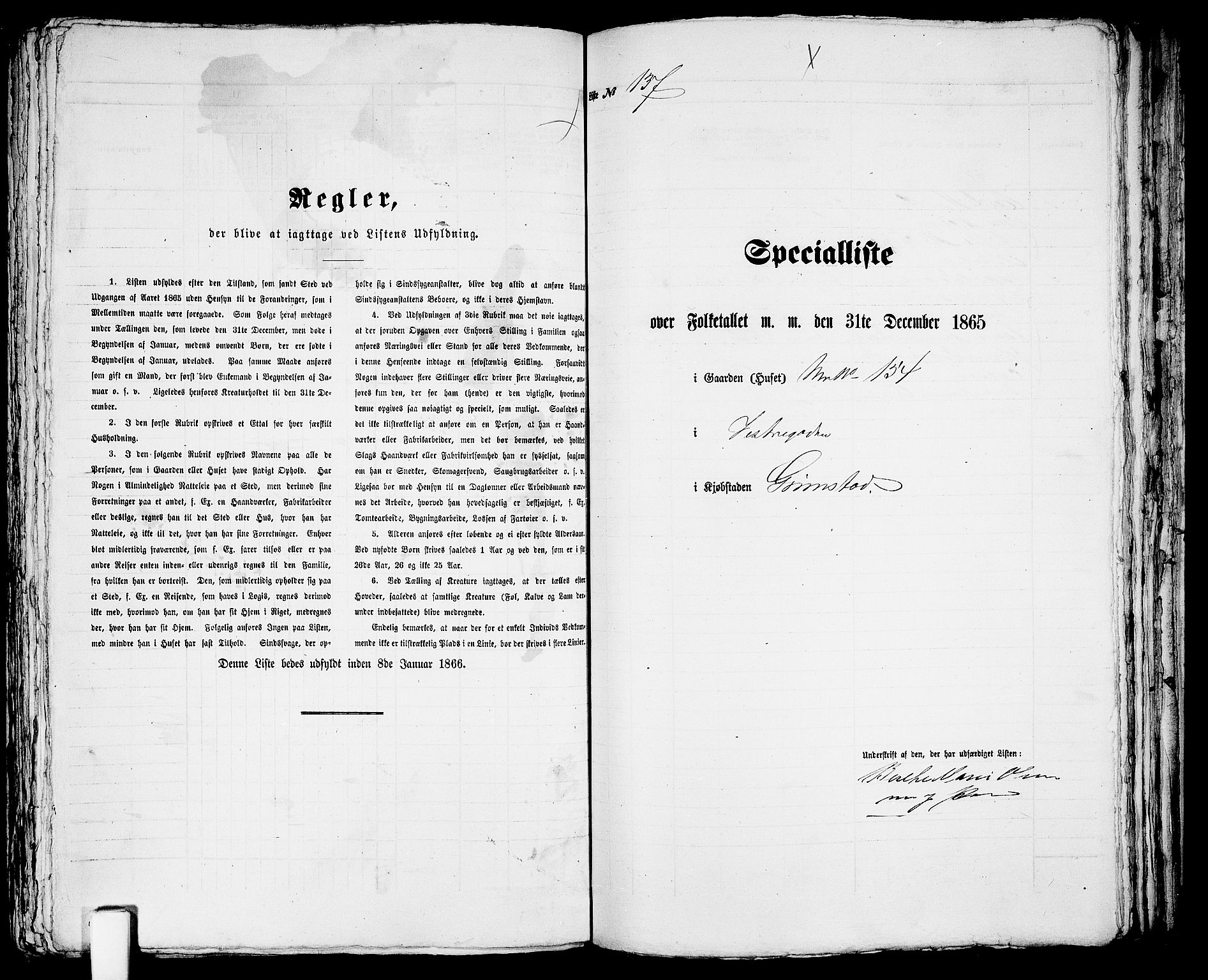 RA, Folketelling 1865 for 0904B Fjære prestegjeld, Grimstad kjøpstad, 1865, s. 279