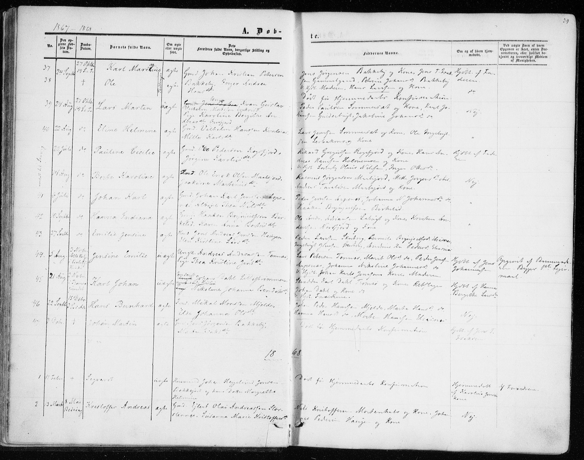 Balsfjord sokneprestembete, AV/SATØ-S-1303/G/Ga/L0001kirke: Ministerialbok nr. 1, 1858-1870, s. 39