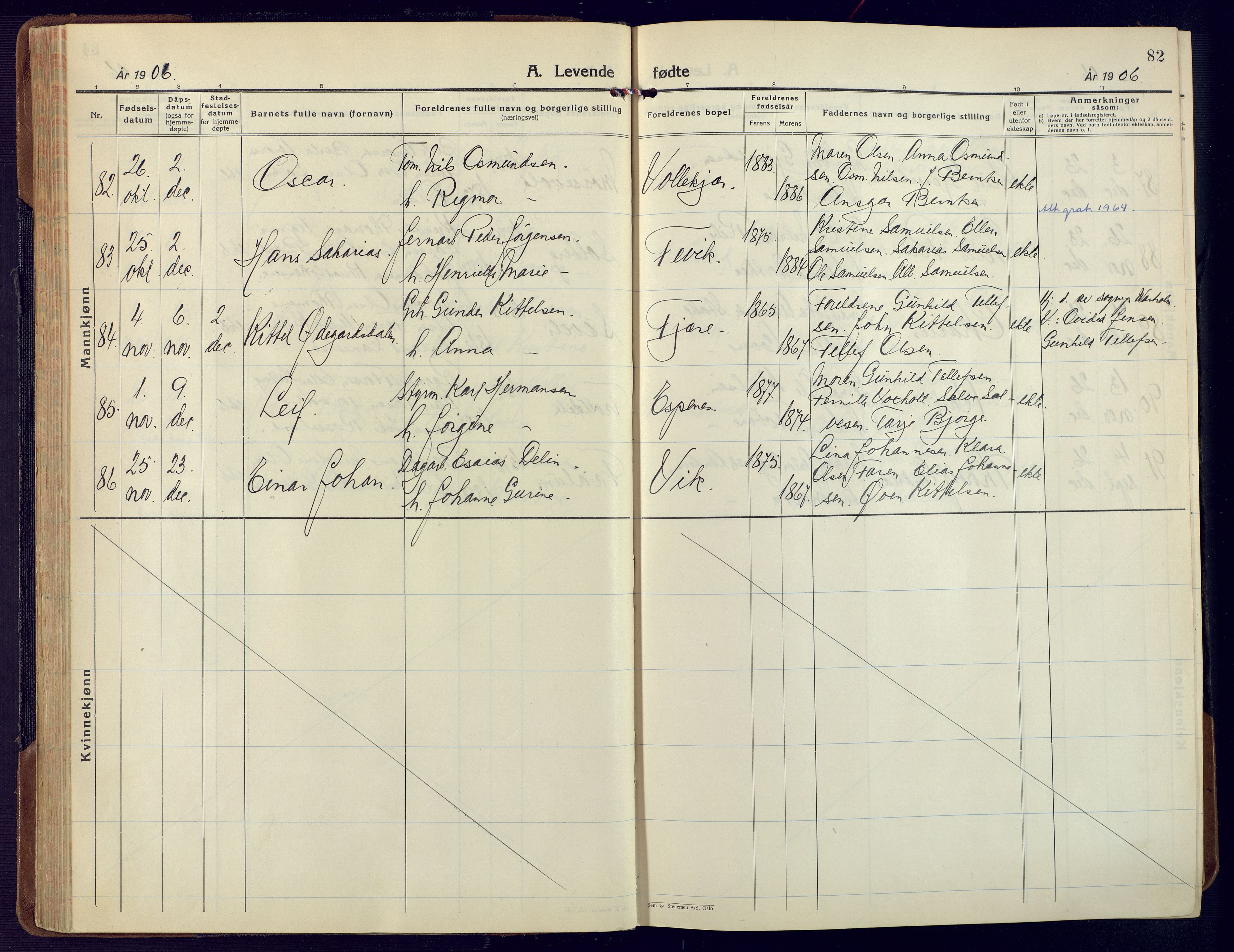 Fjære sokneprestkontor, AV/SAK-1111-0011/F/Fa/L0004: Ministerialbok nr. A 4, 1902-1925, s. 82