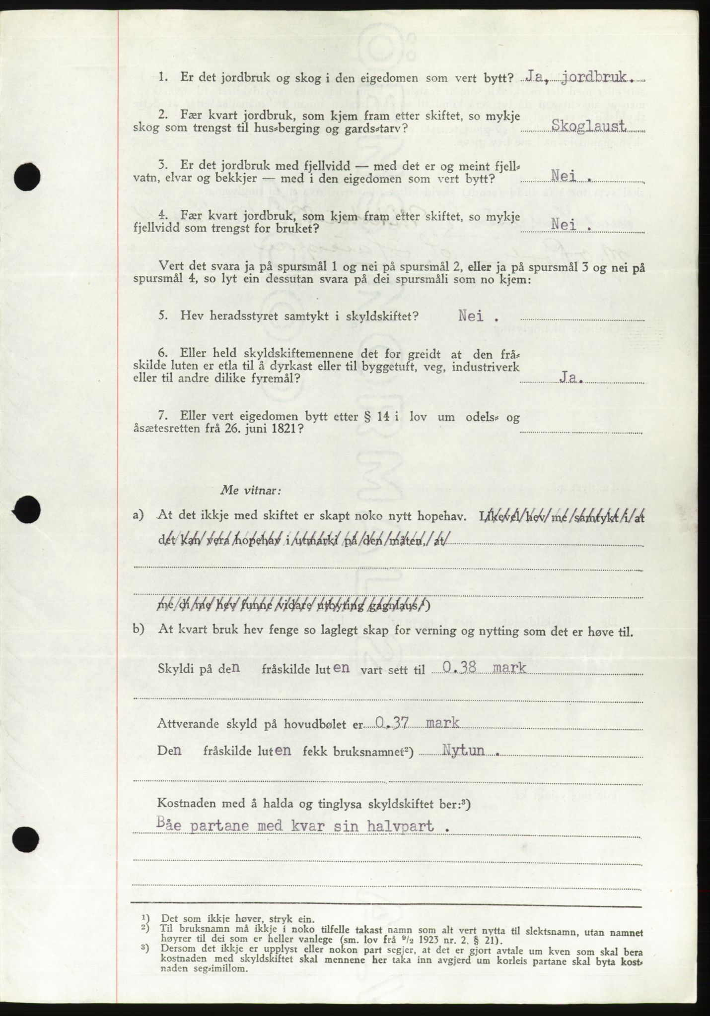 Søre Sunnmøre sorenskriveri, AV/SAT-A-4122/1/2/2C/L0078: Pantebok nr. 4A, 1946-1946, Dagboknr: 650/1946