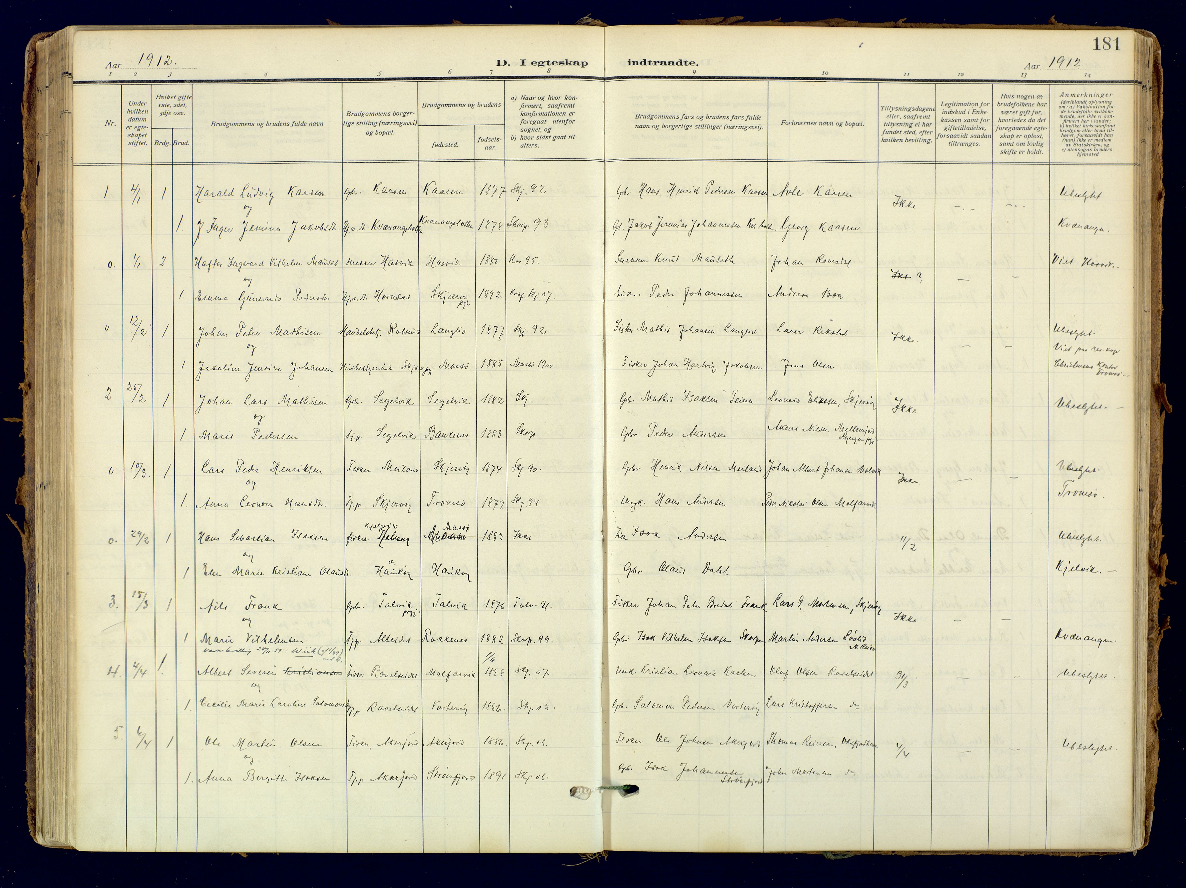 Skjervøy sokneprestkontor, AV/SATØ-S-1300/H/Ha/Haa: Ministerialbok nr. 18, 1910-1926, s. 181