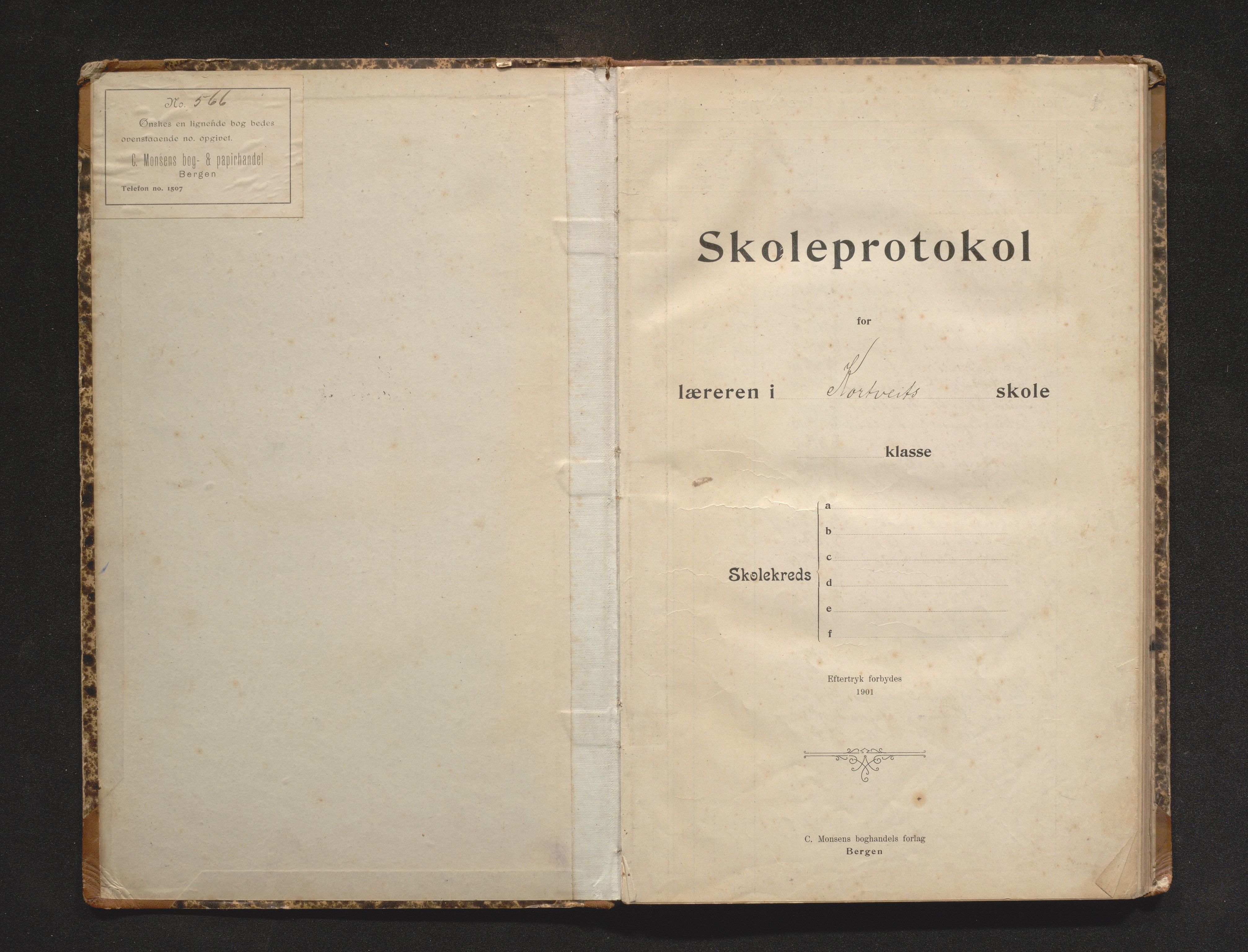 Fjell kommune. Barneskulane, IKAH/1246-231/F/Fj/L0001: Skuleprotokoll for Kårtveit skule, 1905-1940