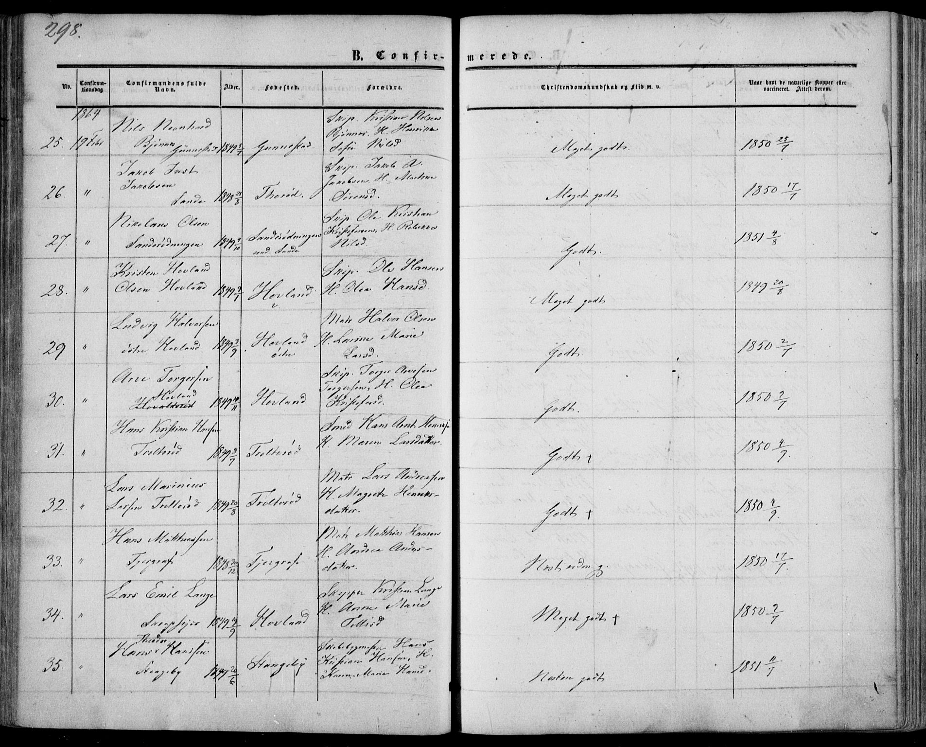 Nøtterøy kirkebøker, AV/SAKO-A-354/F/Fa/L0006: Ministerialbok nr. I 6, 1852-1864, s. 298