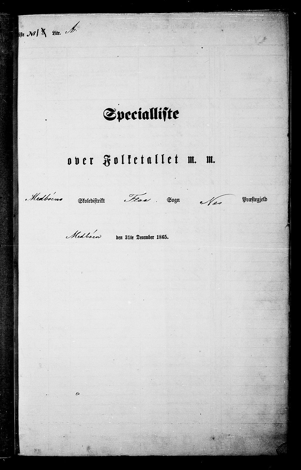 RA, Folketelling 1865 for 0616P Nes prestegjeld, 1865, s. 16