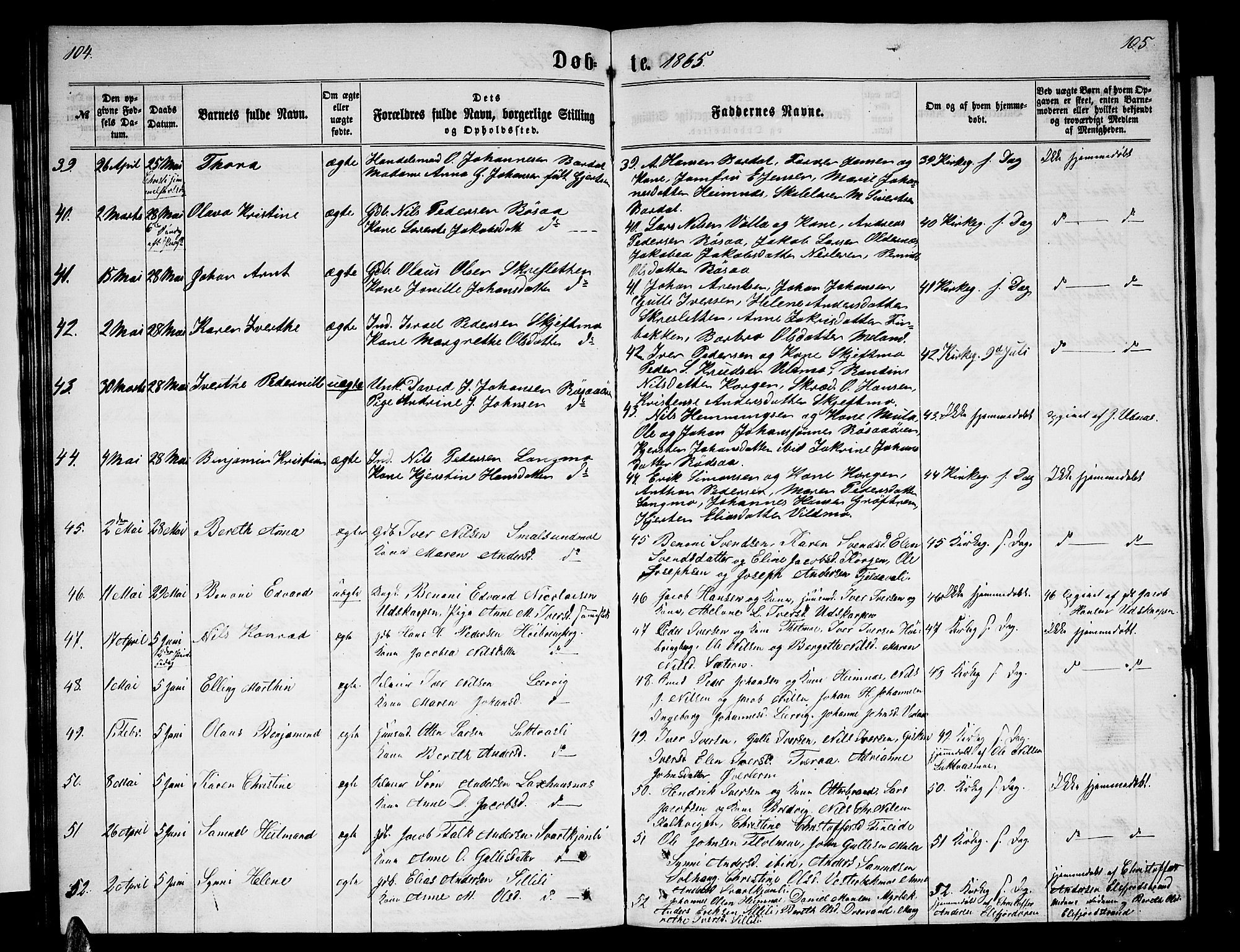 Ministerialprotokoller, klokkerbøker og fødselsregistre - Nordland, AV/SAT-A-1459/825/L0365: Klokkerbok nr. 825C02, 1858-1873, s. 104-105