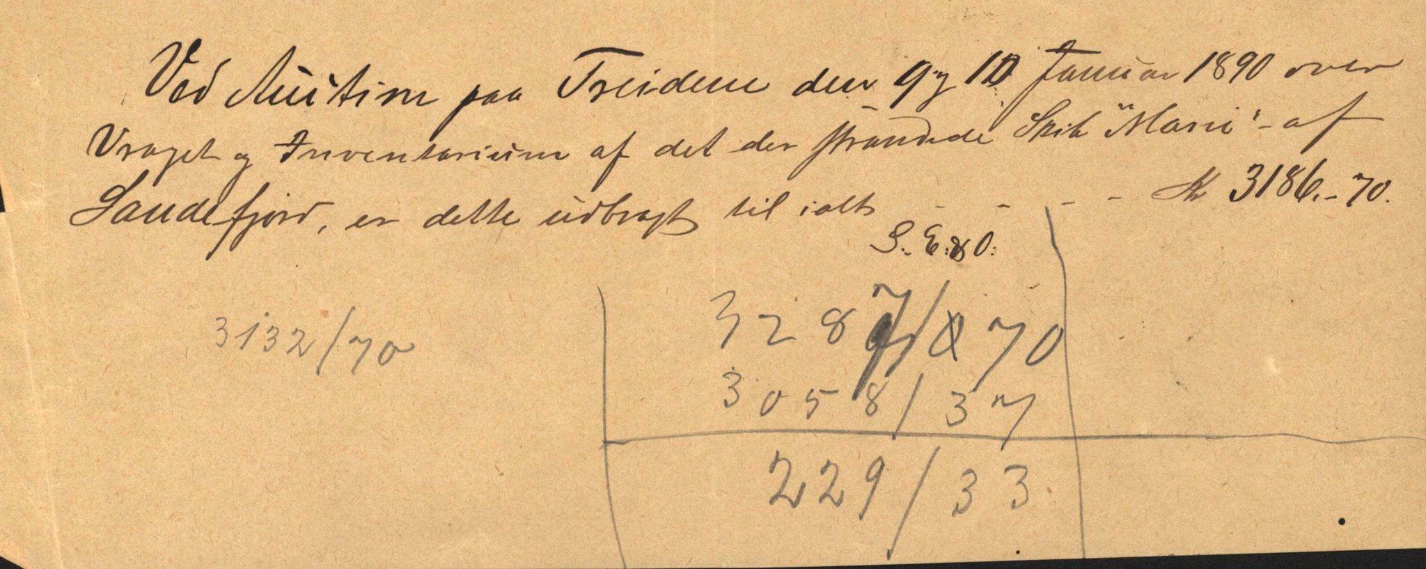 Pa 63 - Østlandske skibsassuranceforening, VEMU/A-1079/G/Ga/L0023/0012: Havaridokumenter / Columbus, Christiane Sophie, Marie, Jarlen, Kong Carl XV, 1889, s. 59