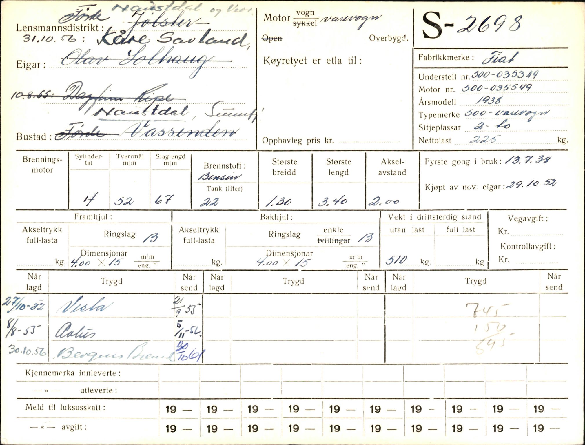 Statens vegvesen, Sogn og Fjordane vegkontor, AV/SAB-A-5301/4/F/L0004: Registerkort utmeldte Fjordane S2500-2700, S7200-7899, 1930-1961, s. 253