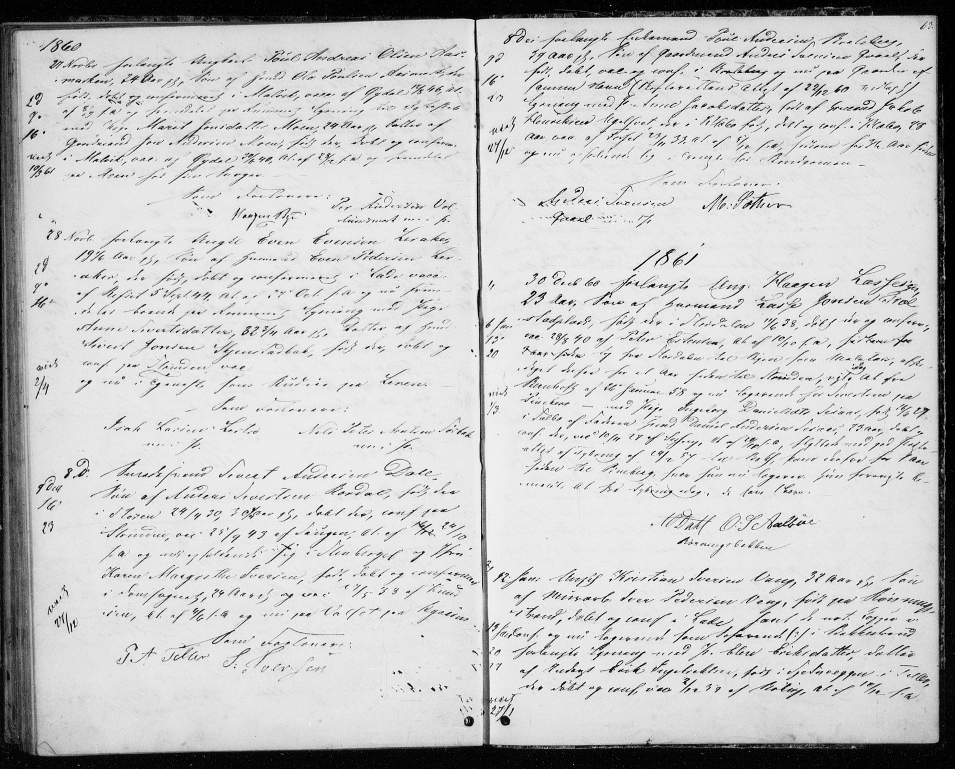 Ministerialprotokoller, klokkerbøker og fødselsregistre - Sør-Trøndelag, AV/SAT-A-1456/606/L0297: Lysningsprotokoll nr. 606A12, 1854-1861, s. 63